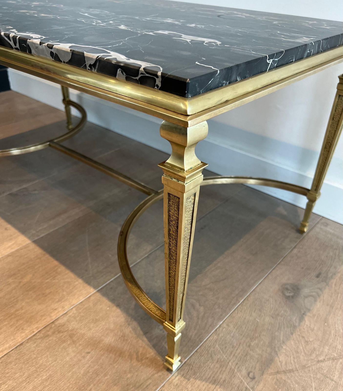 photo buy Bronze Coffee Table And Black Portor Marble Top In The Style Of Maison Jansen
