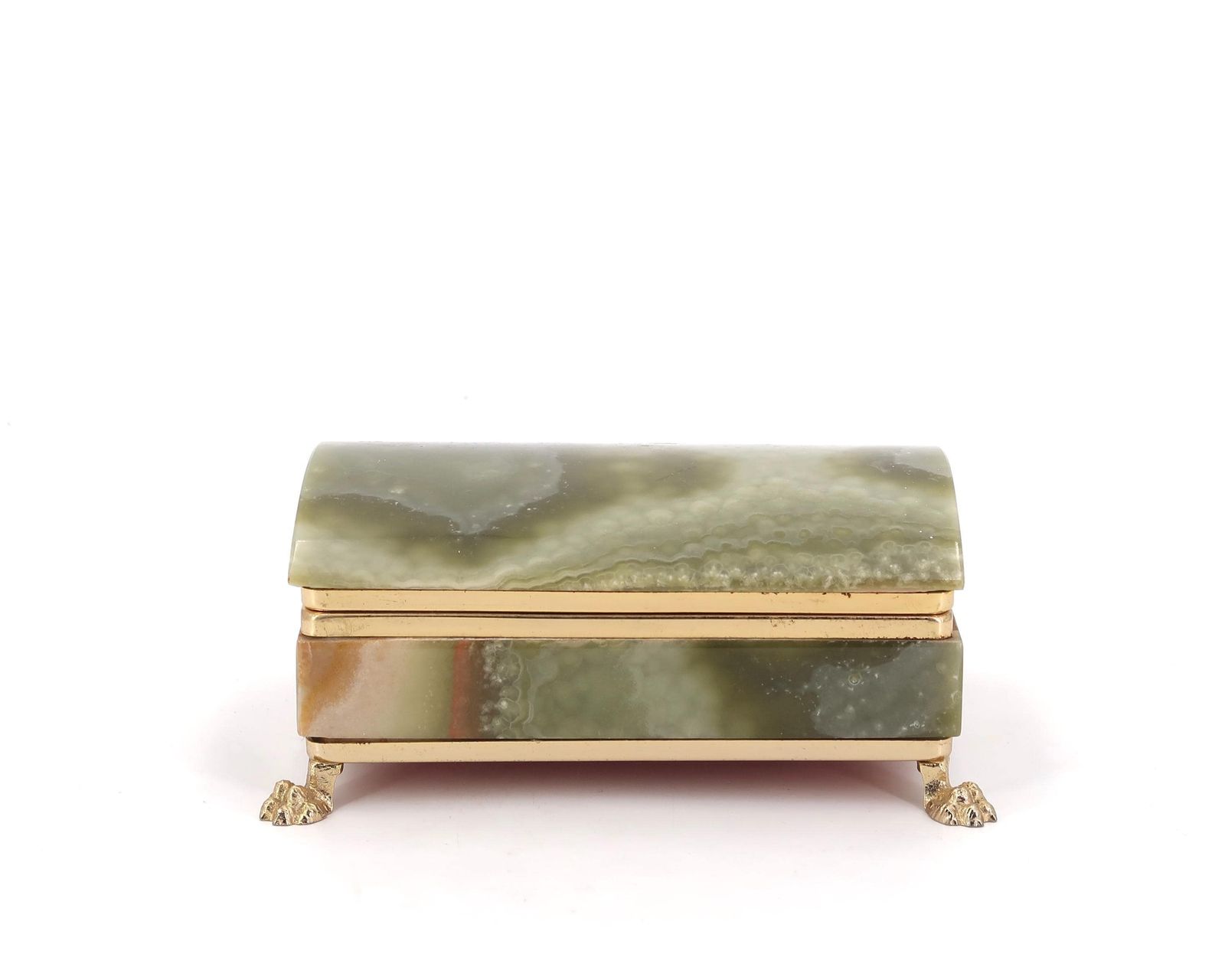 Italiaanse Sieradendoos Van Onyx, Jaren 1970 / Messing, Marmer, Boho Chic Bohemian Folk, Badkamer, Opbergen photo for sale