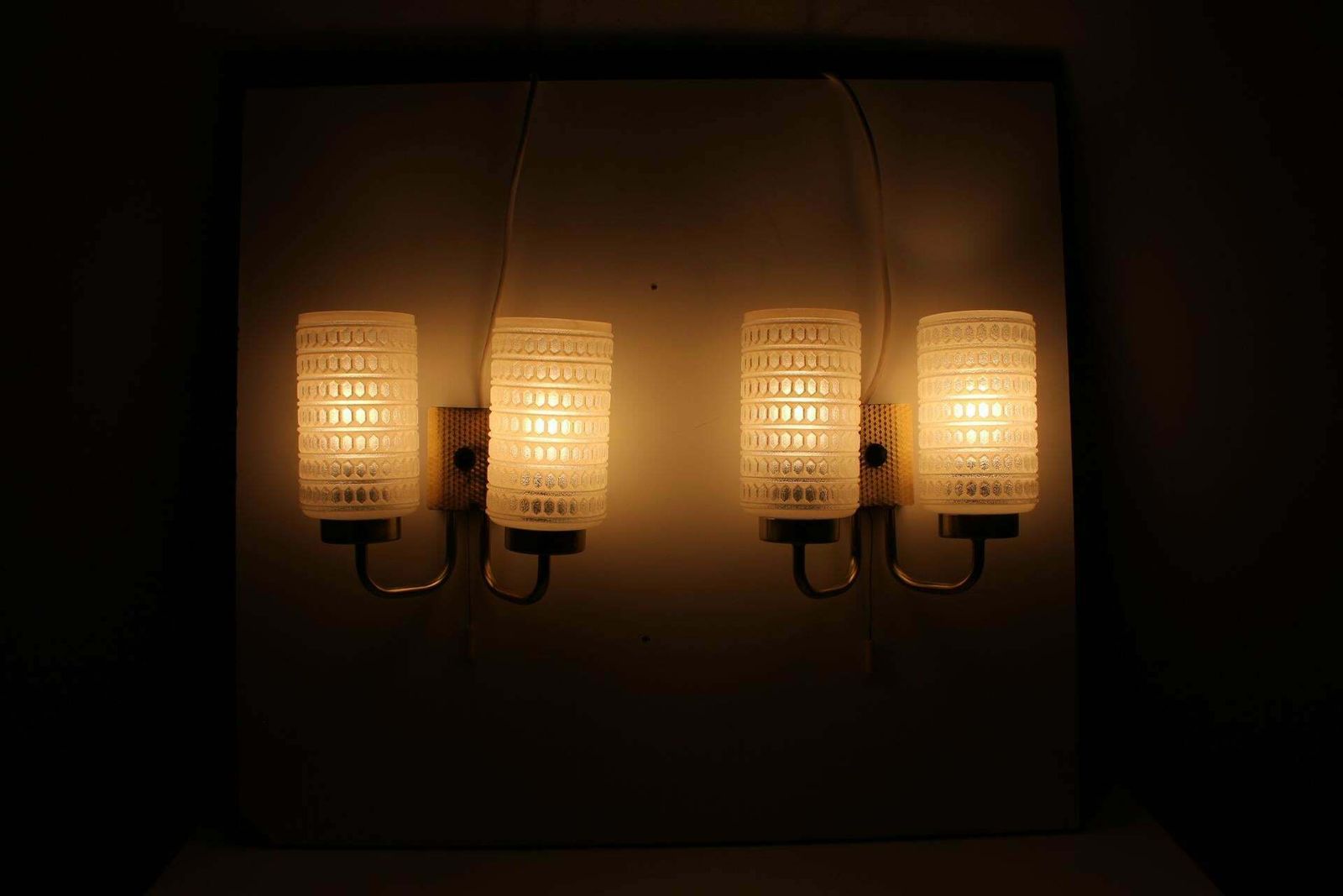 1970s Pair Of Two Wall Lamps With Glass Shades, Germany photo vinterior