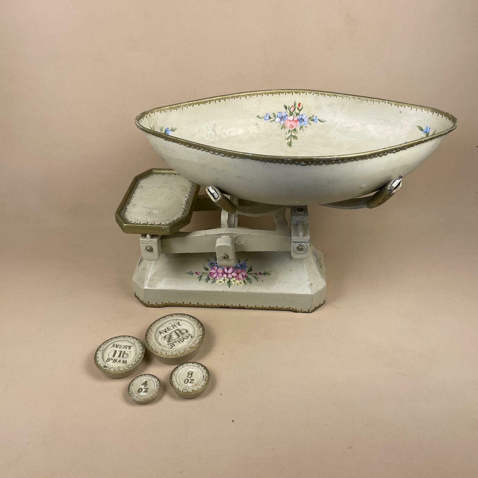 Antique Hand Painted Scales Weighing Floral Pattern Vintage Kitchen Weights Cream Fruit Scale Display Shop Fruit Small Appliance