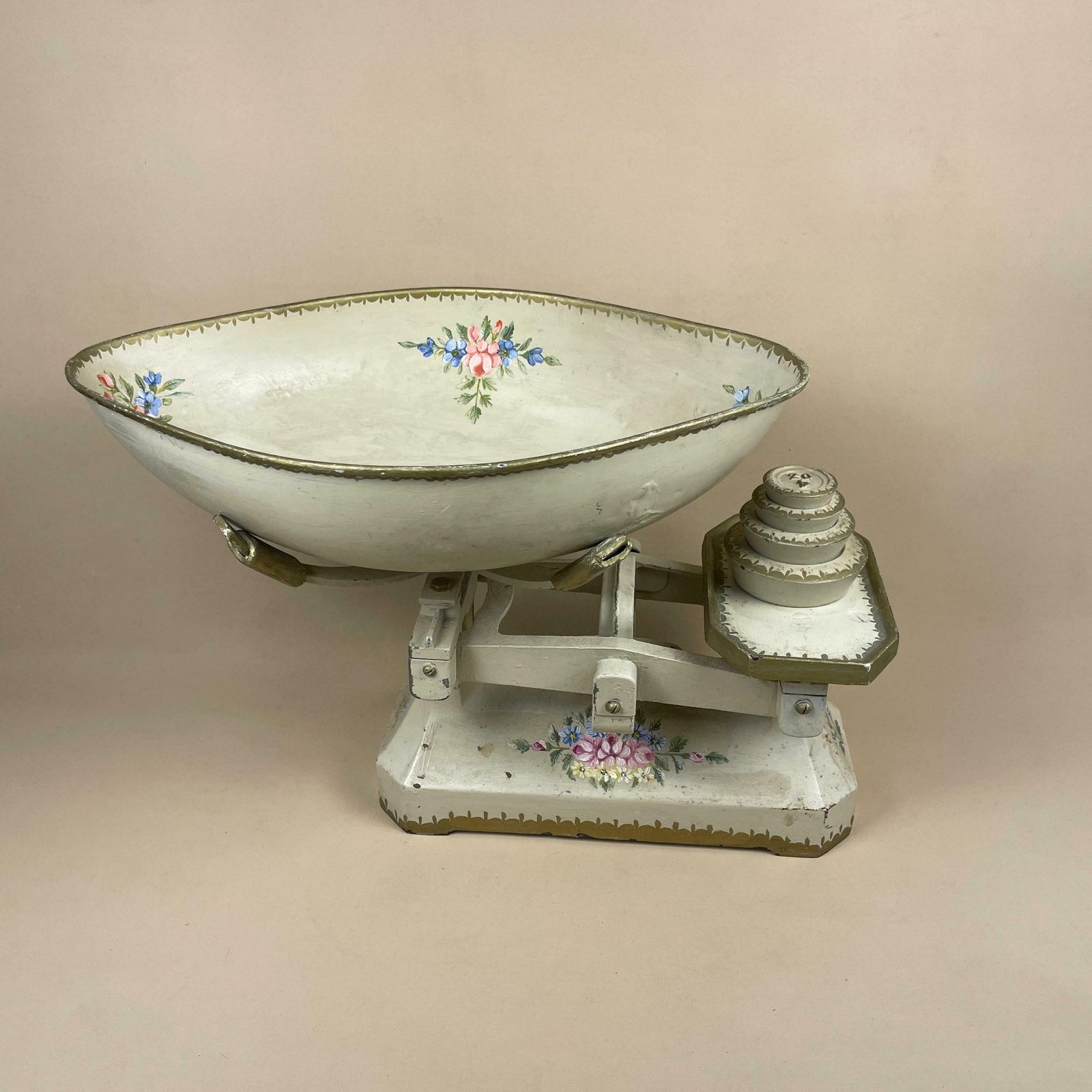 photo furniture Antique Hand Painted Scales Weighing Floral Pattern Vintage Kitchen Weights Cream Fruit Scale Display Shop Fruit Small Appliance