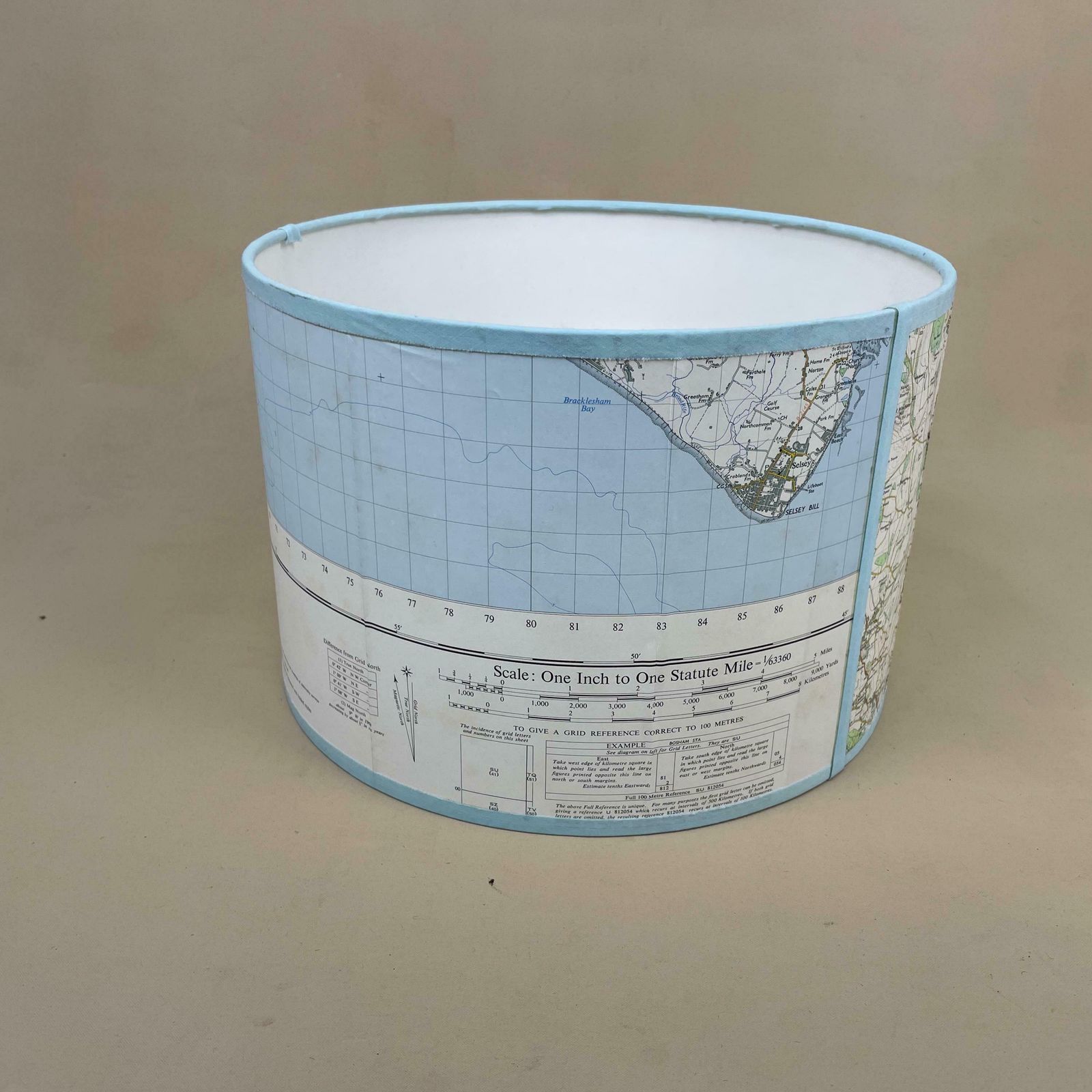 Unique Map Shade Hampshire Uk Lampshade Cylinder Drum Blue Neutral Lamp Shade Bedroom Geography photo vinterior