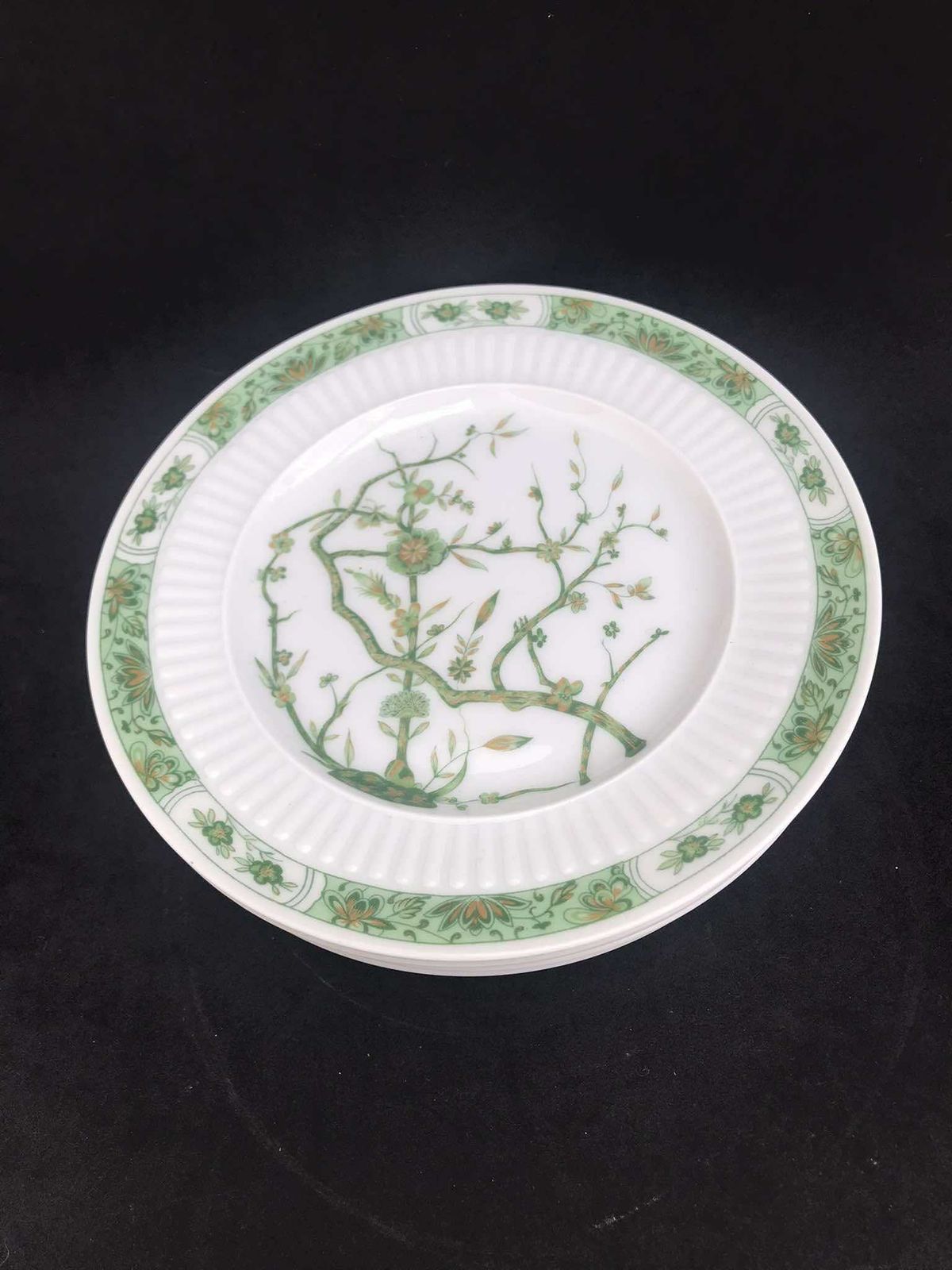 Porcelain Limoges Set 4 Raynaud & Co Fleur De Jade Green White Bread And Butter Plates Green White Leaves French Vintage Wedding Luxury Gift photo furniture