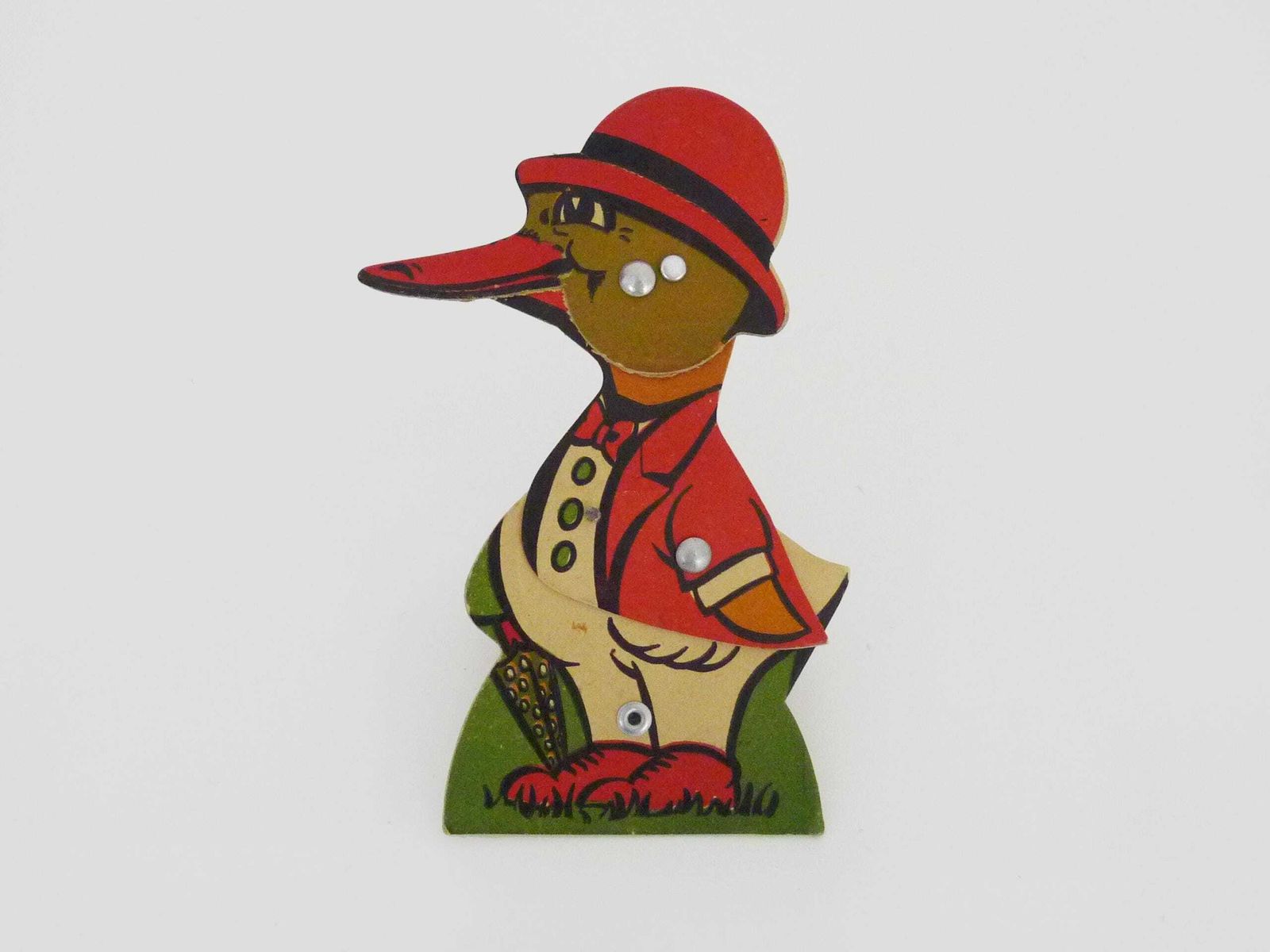 Antique Toy Vintage Animated Duck Push Up Cardboard Toy 1920s