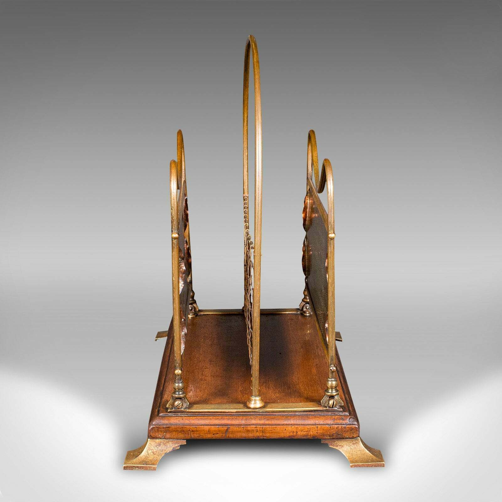 Antique Newspaper Rack, French, Brass, Copper, Walnut, Magazine Stand, Victorian photo 895.0