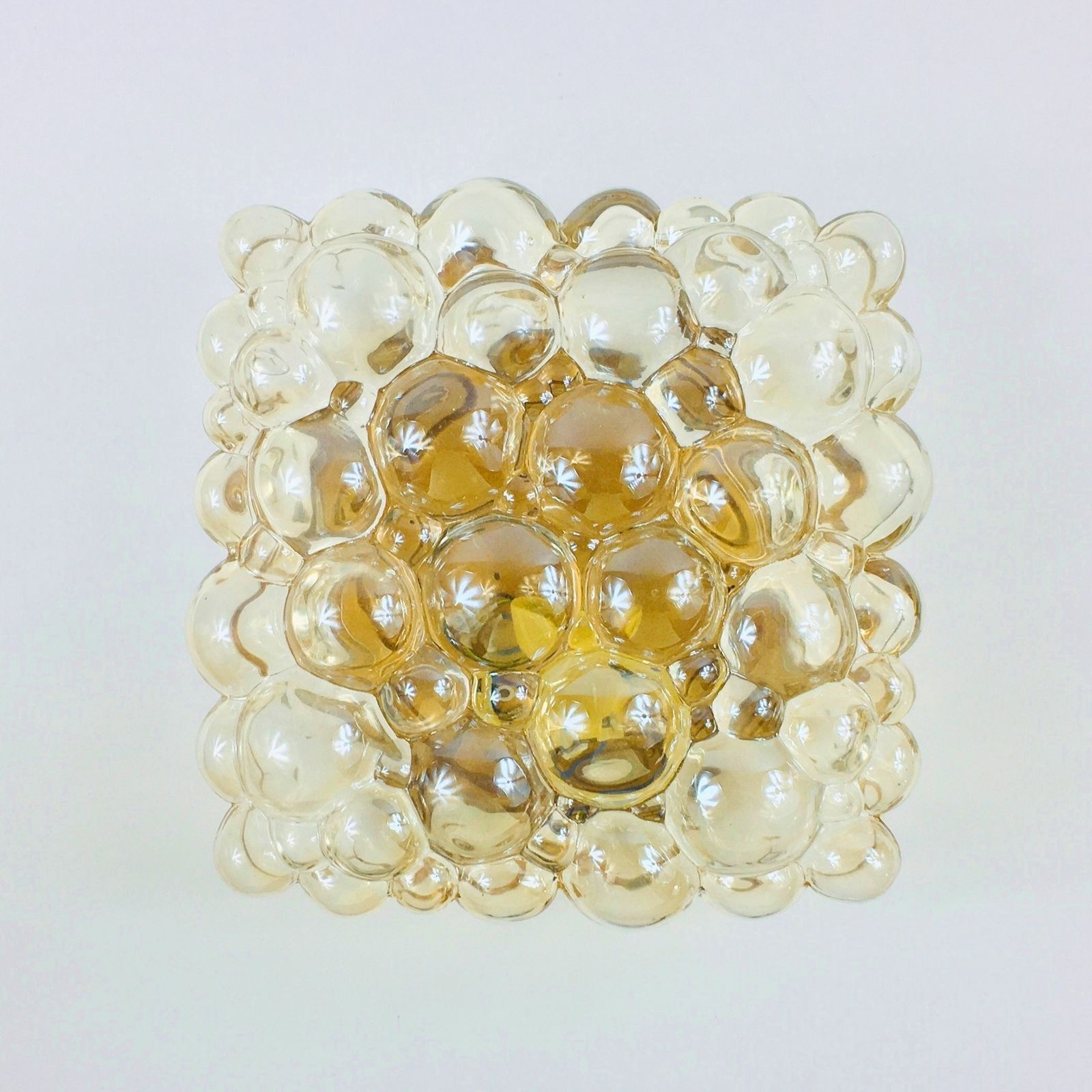 Mid Century Amber Bubble Glass Wall Light By Helena Tynell For Limburg, Germany, 1970s photo for sale