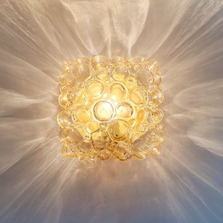 photo for sale Mid Century Amber Bubble Glass Wall Light By Helena Tynell For Limburg, Germany, 1970s