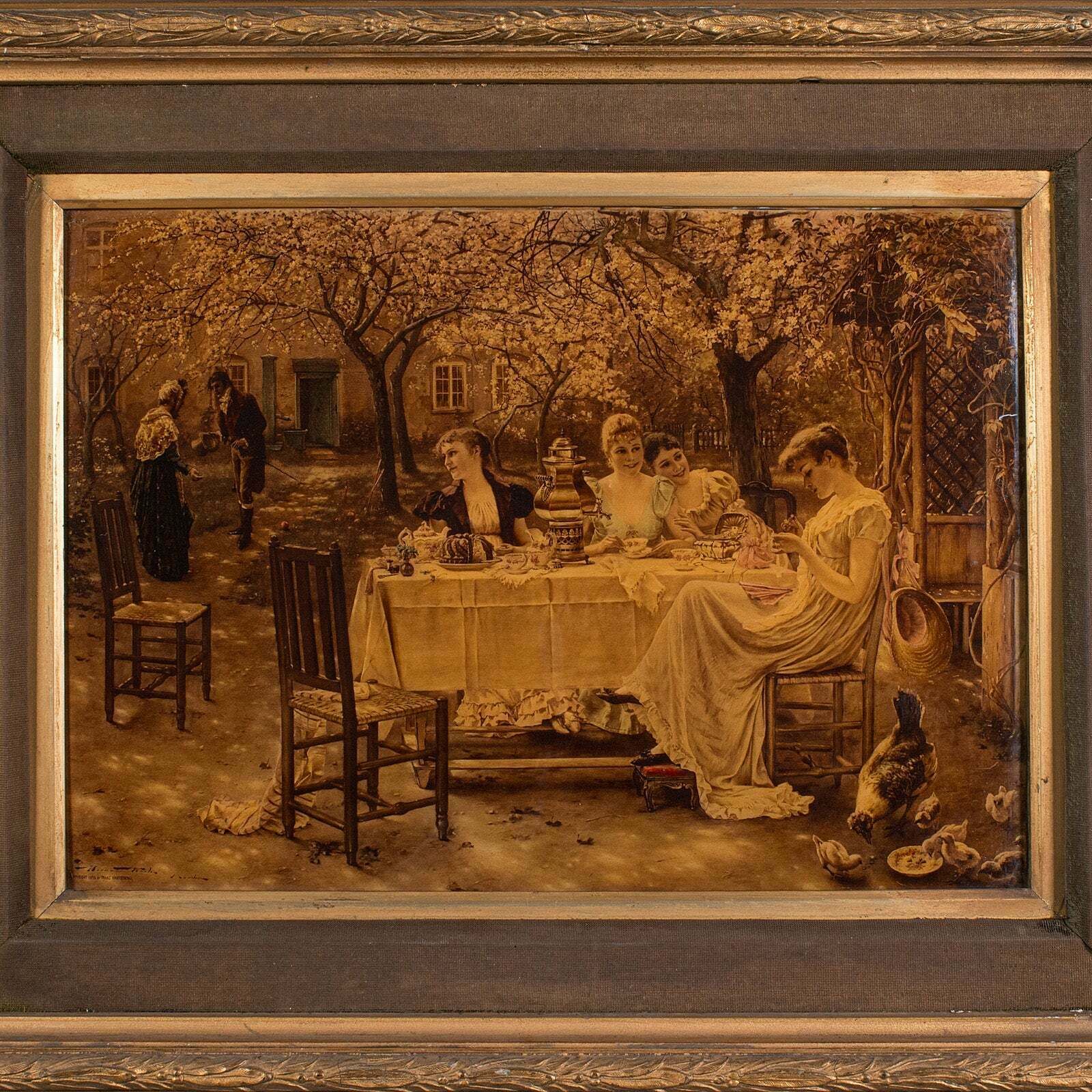 Antique Crystoleum Picture, German, Framed, Mezzotint Painting, Art, Victorian photo Art