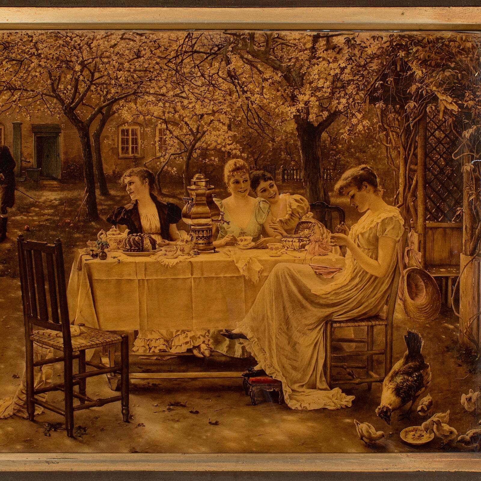 Antique Crystoleum Picture, German, Framed, Mezzotint Painting, Art, Victorian photo 845.0