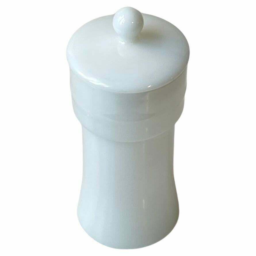 Vintage Apothecary Jar In White Glass By Empoli Italy, 1970s