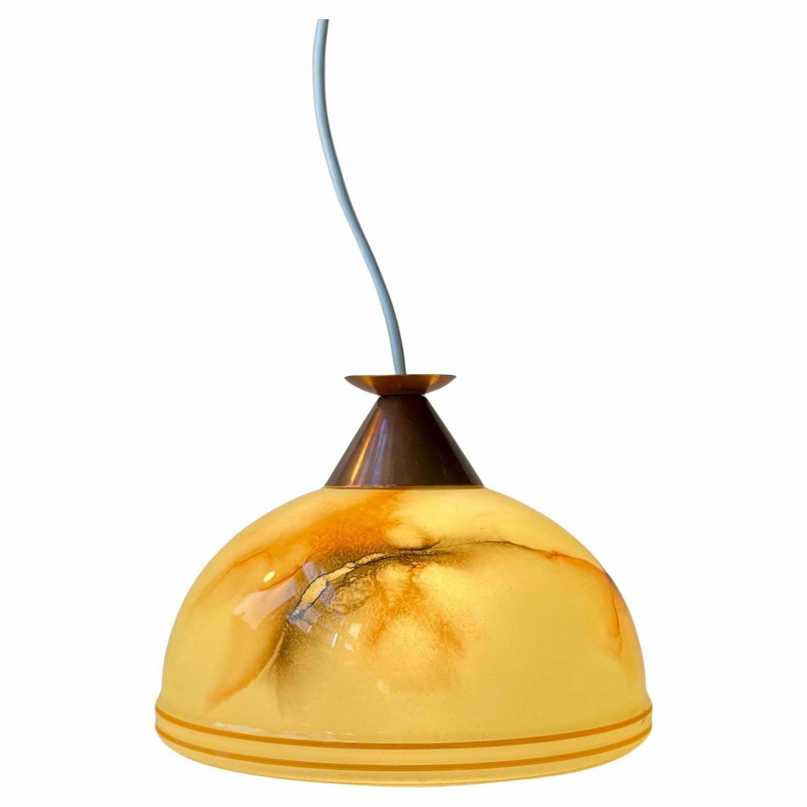 Scandinavian Copper & Marble Glass Pendant Lamp, Bauhaus Style 1940s photo furniture
