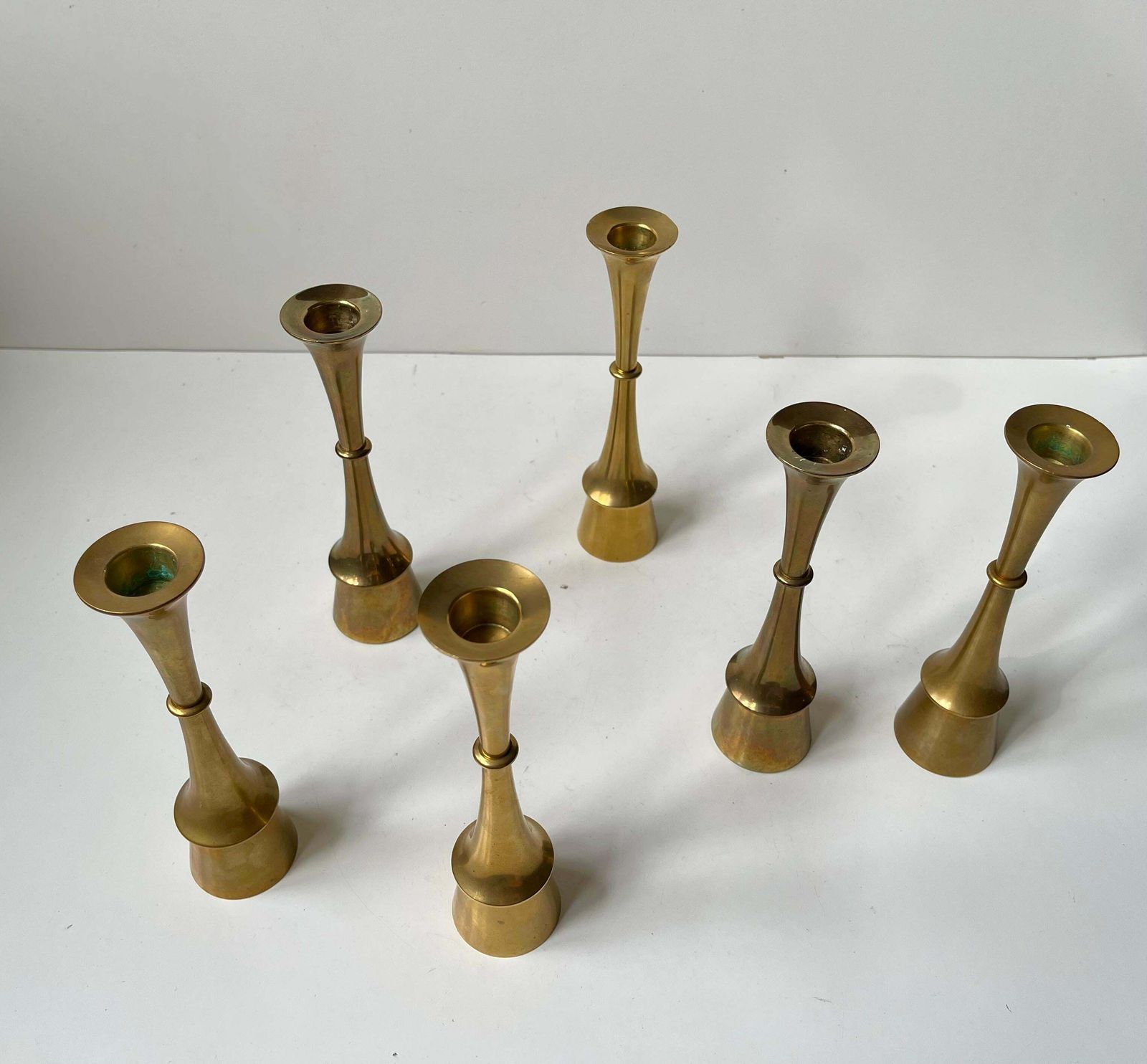 Jens Harald Quistgaard Brass Midcentury Candlesticks, 1960s, Set Of 6 photo 976.0