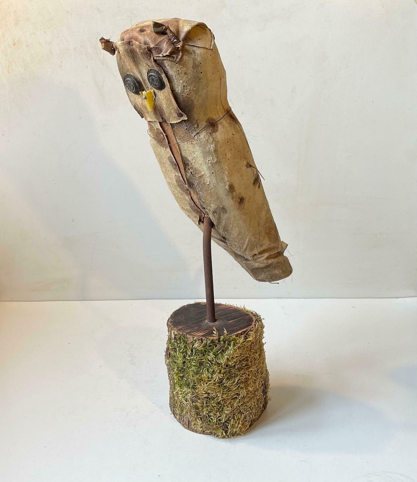 French Folk Art Owl Decoy   Bird Scarer, 1930s photo furniture
