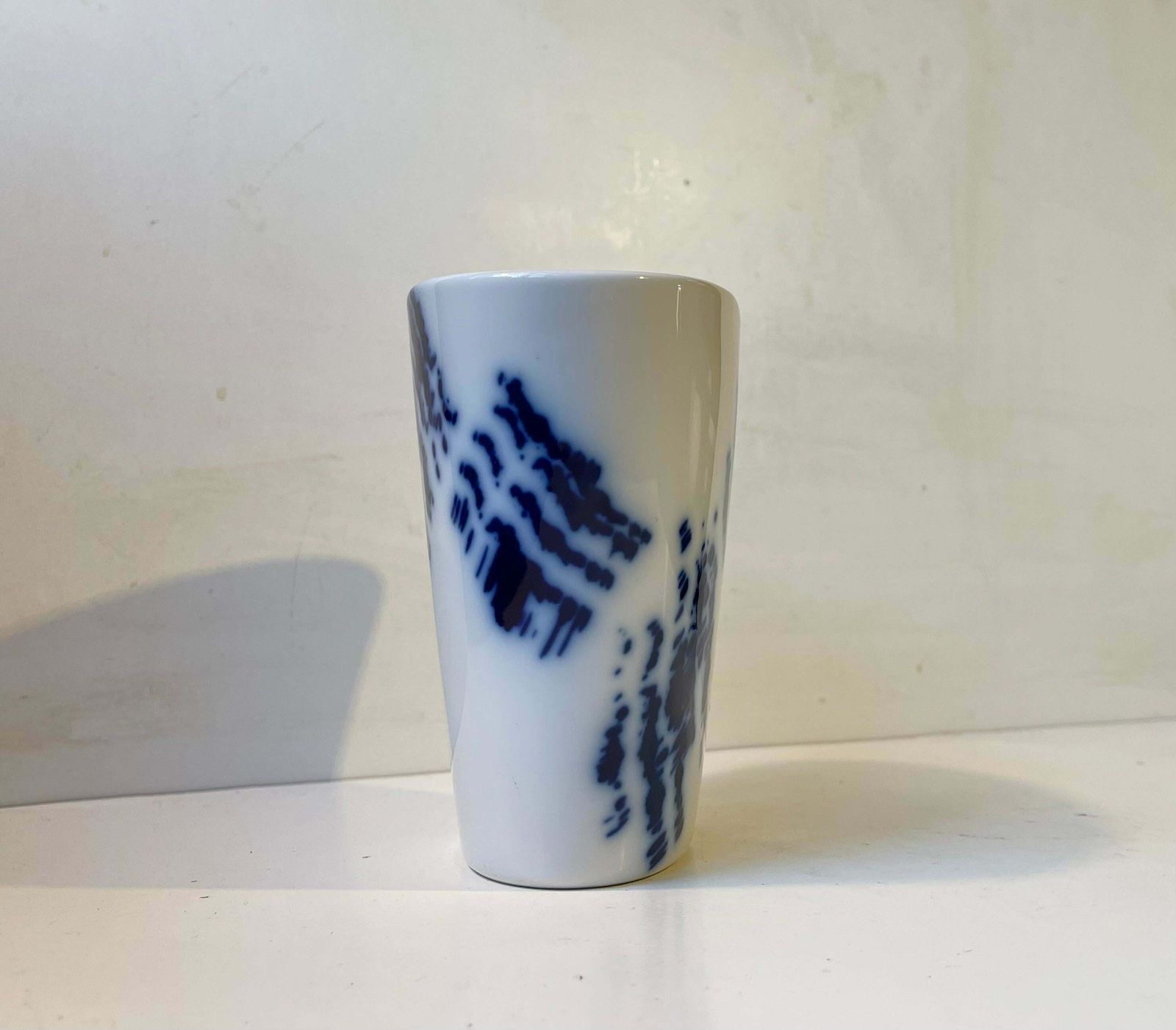 Ivan Weiss Glazed White & Blue Porcelain Vase For Royal Copenhagen, 1980s photo for sale