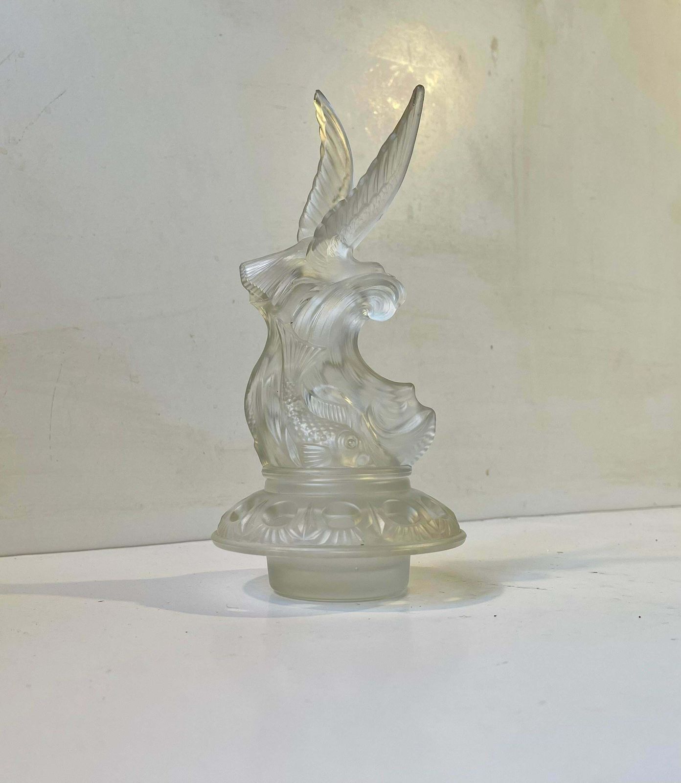 Art Deco Glass Flower Frog In The Style Of Réne Lalique photo for sale