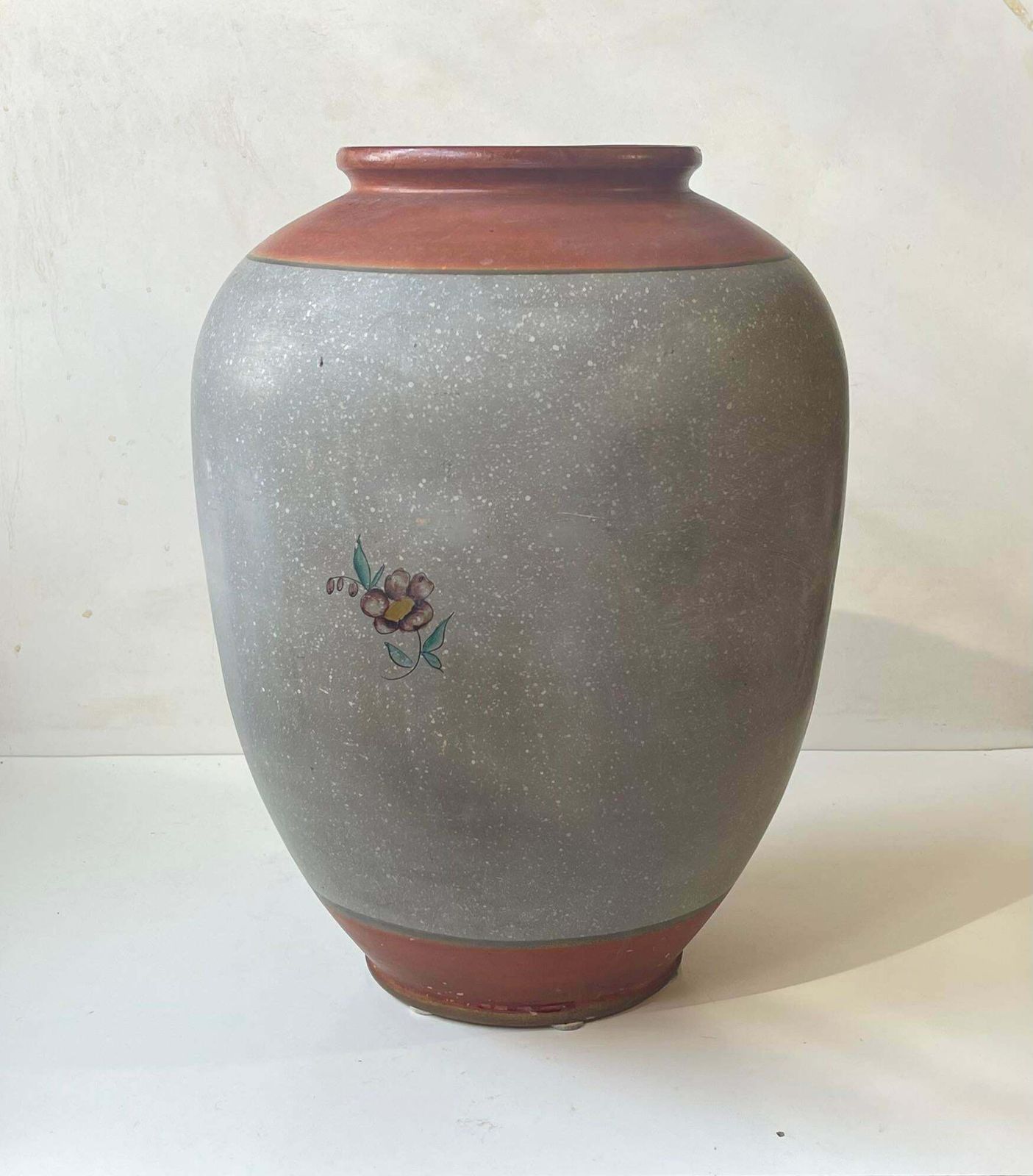 Antique Hand Painted Terracotta Floor Vase By Knabstrup, 1920s photo furniture
