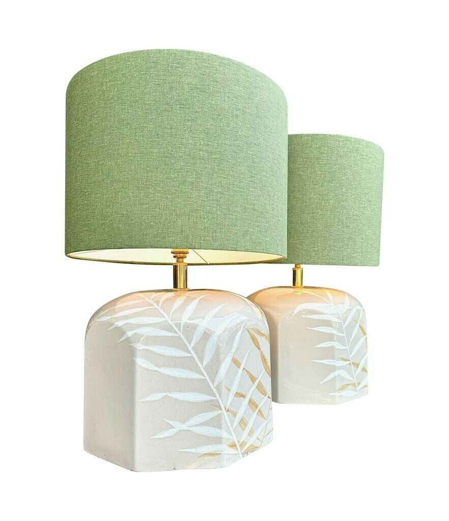 A Pair Of Large 1970s Hand Painted Ceramic Lamps By Ugo Zaccagnini For Maison Lancel photo Lighting