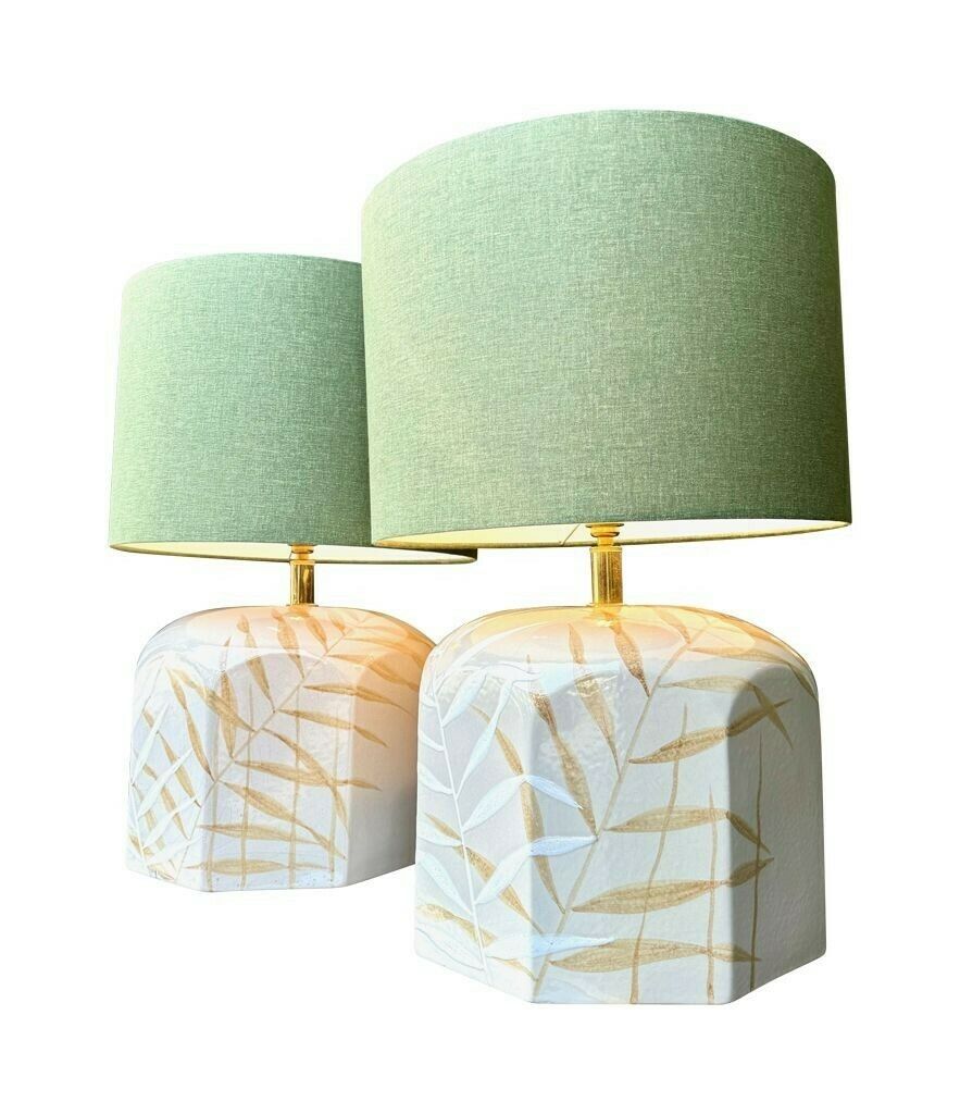 Lighting A Pair Of Large 1970s Hand Painted Ceramic Lamps By Ugo Zaccagnini For Maison Lancel photo
