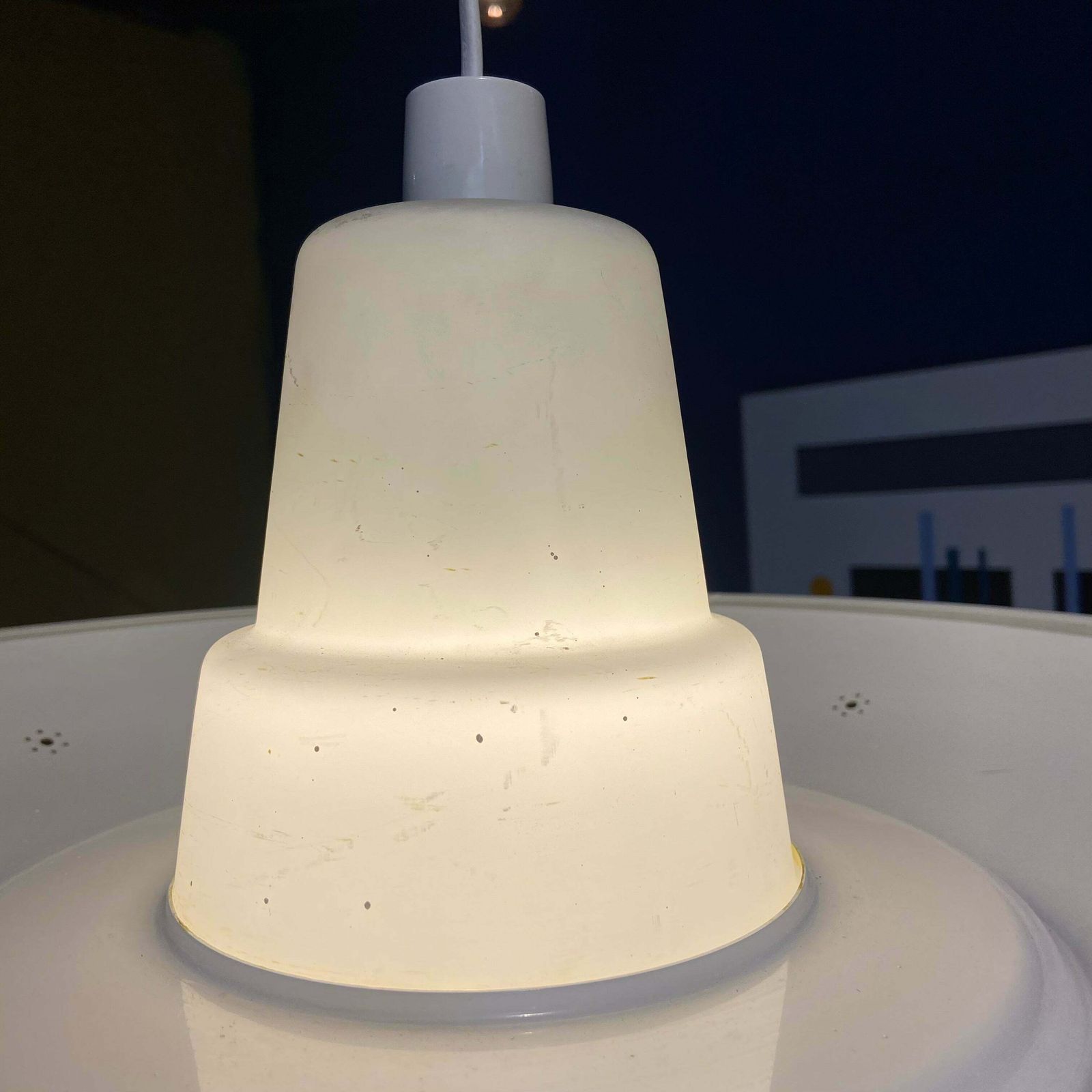 1960s Opaline Glass And Aluminium Light Shade photo buy