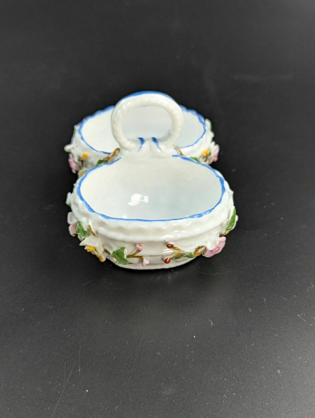 Home Decor Porcelain Encrusted Vase And Salt Cellar By Bohne Söhne Rudolstadt, C. 1880. photo
