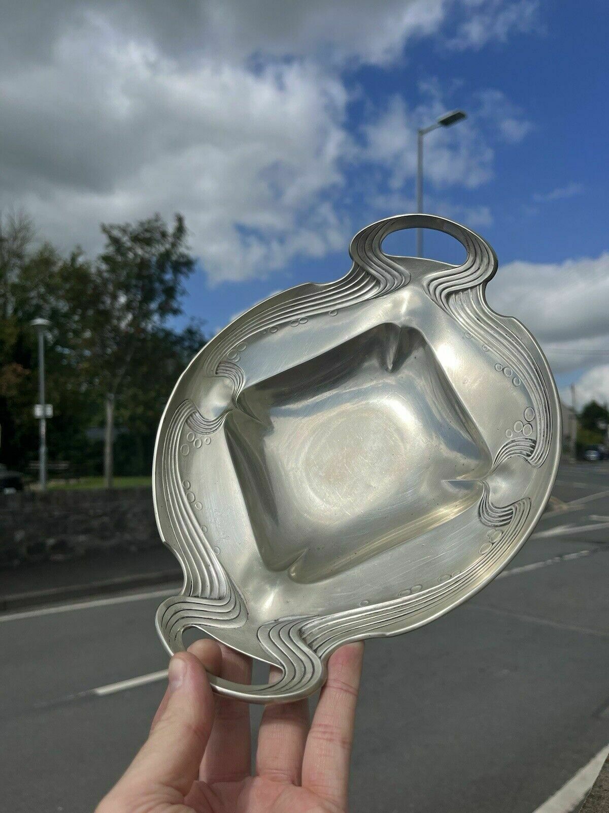 Art Nouveau Wmf Orivit Pewter Jugendstil Pedestal Bowl Stand Tazza Dish