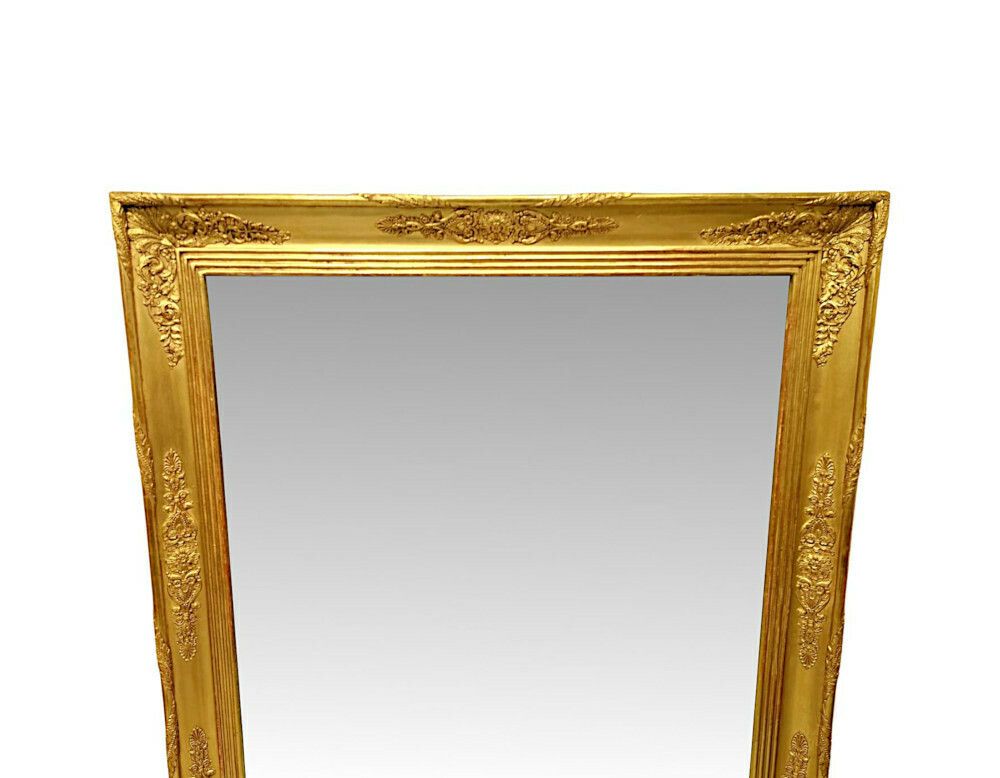 A Fabulous Large Size 19th Century Giltwood Overmantel Or Hall Mirror photo for sale