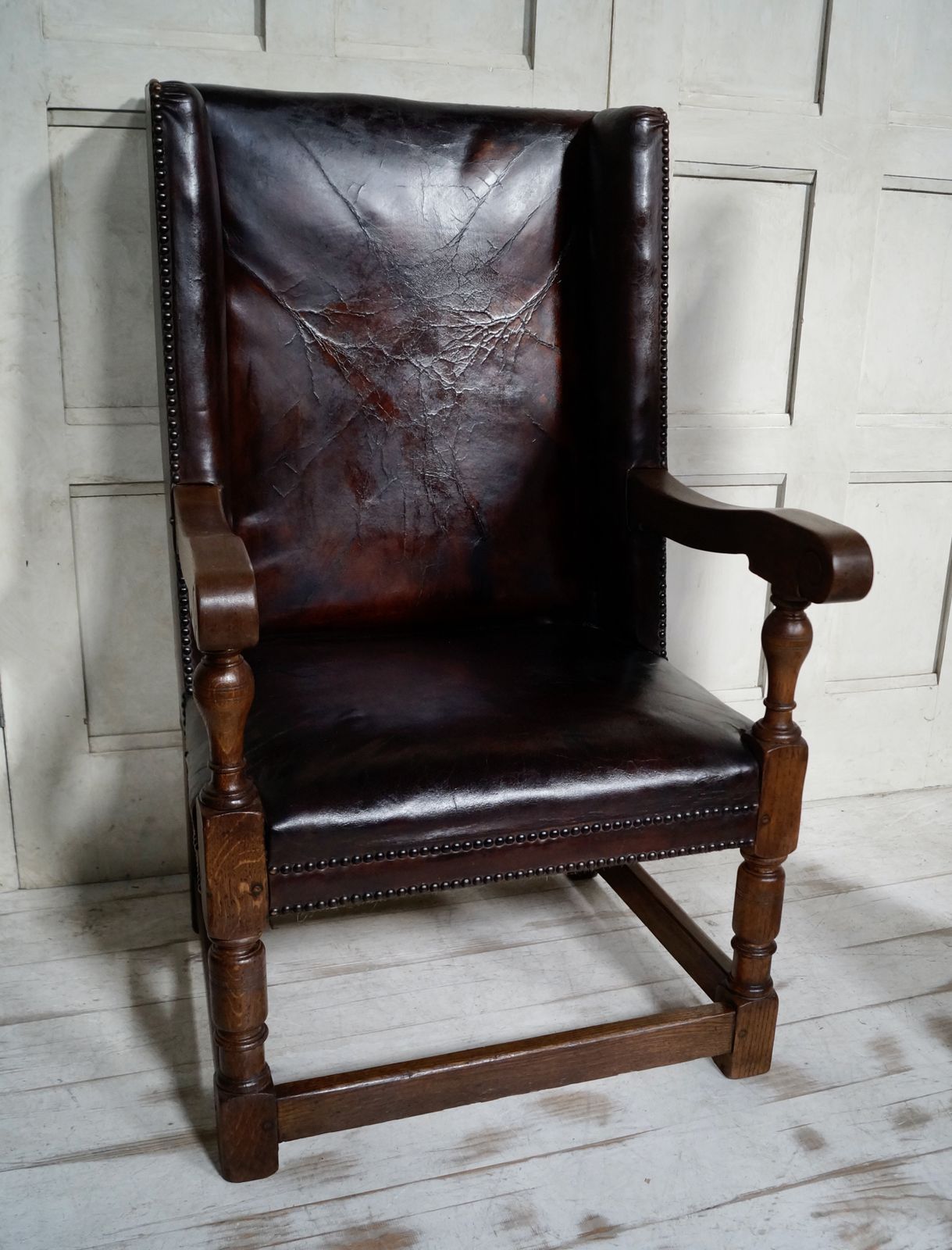 Early Victorian Leather & Oak Library Chair photo furniture