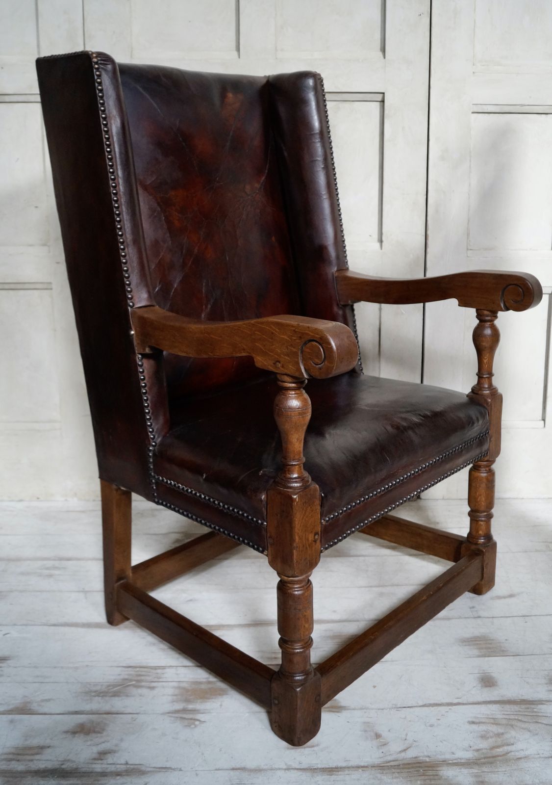 Early Victorian Leather & Oak Library Chair photo for sale