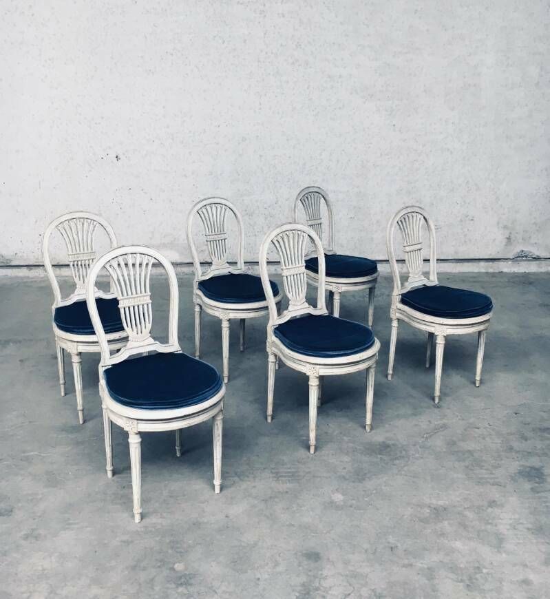 photo vintage Louis XVI Stijl Eetkamerstoelen, Set Model Fer à Cheval, Frankrijk, Jaren 1940