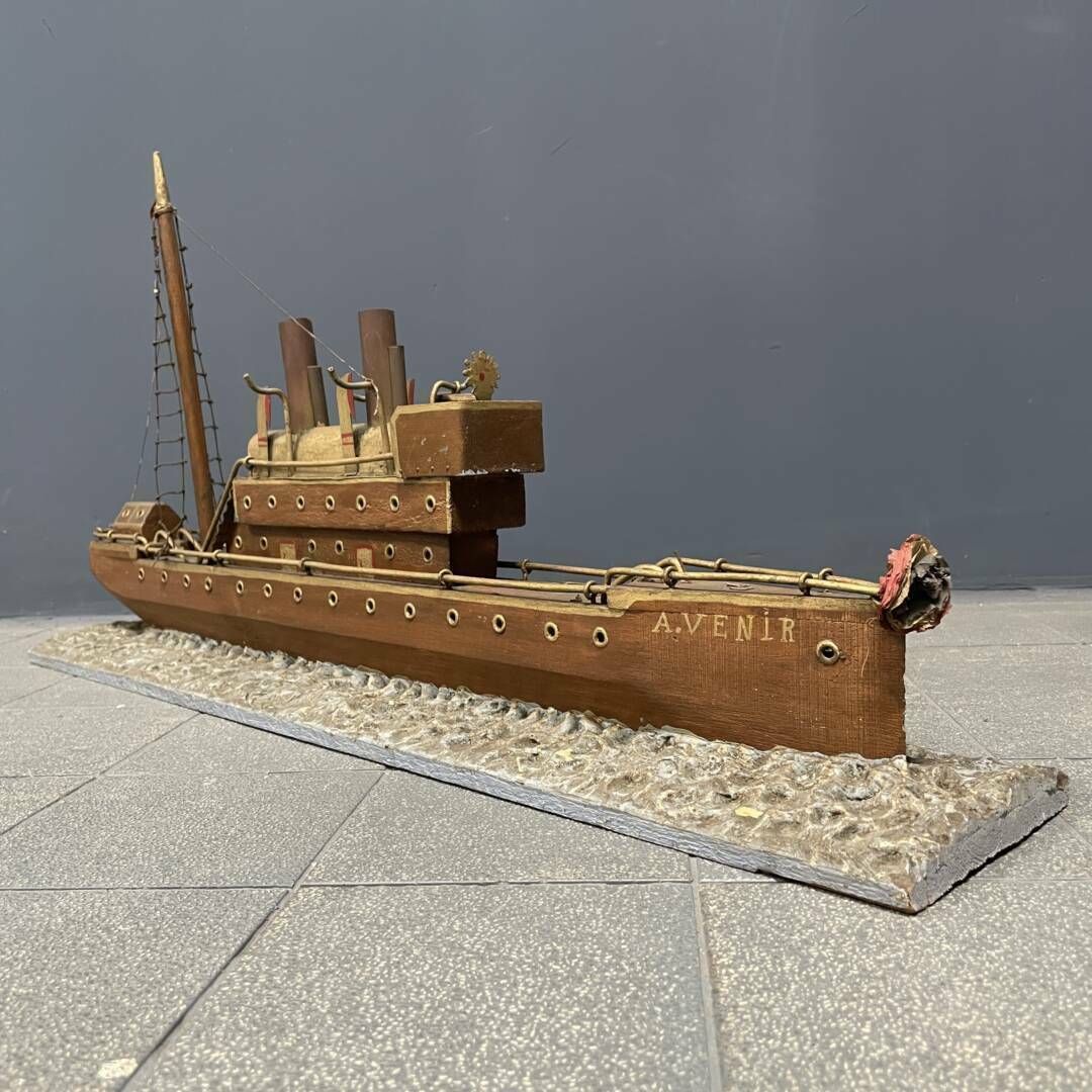 Large Old Folk Art Steam Ship, 1920s photo furniture