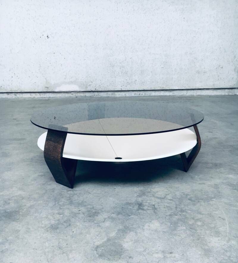 Mid Century Modern Nederlands Design Wenge & Rookglas Salontafel, Nederland Ca. Jaren 1960 photo vinterior