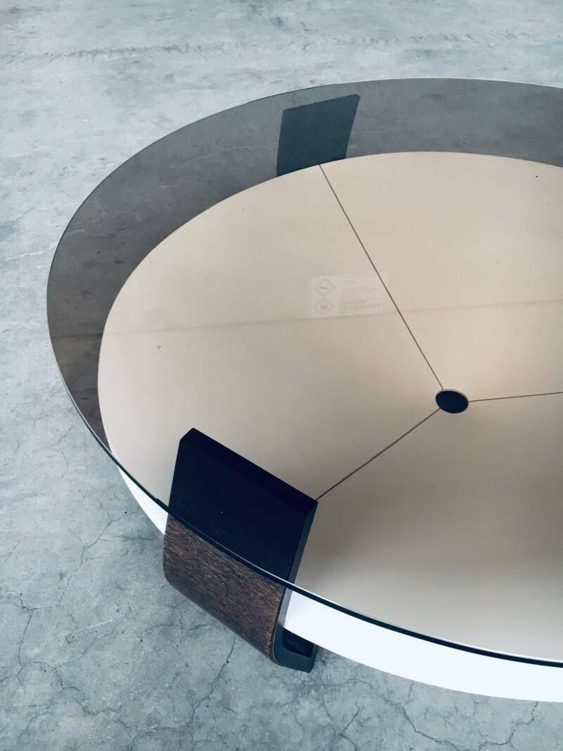 photo vinterior Mid Century Modern Nederlands Design Wenge & Rookglas Salontafel, Nederland Ca. Jaren 1960