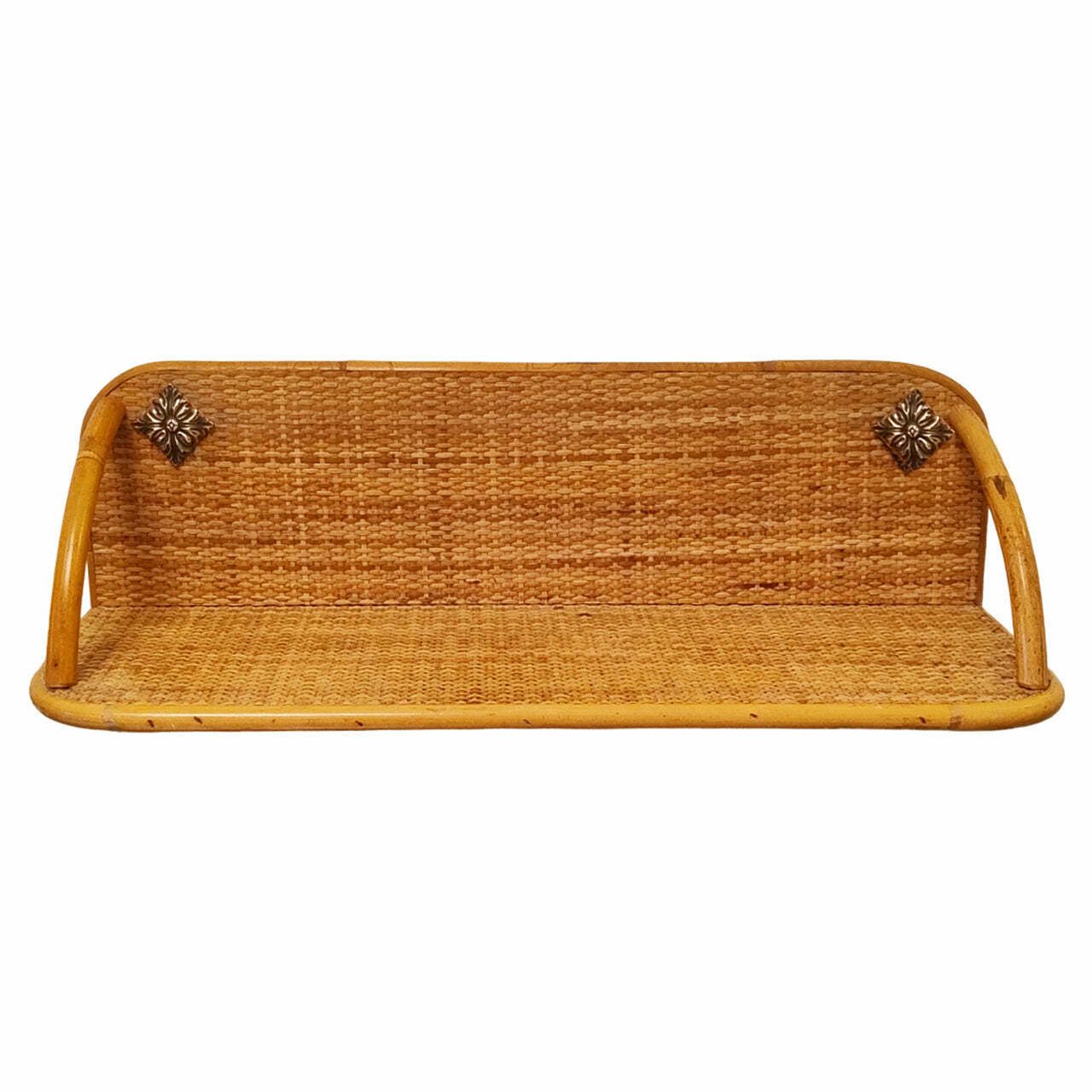 1960s Gorgeous Bamboo And Rattan Mirror And Console. Made In Italy photo vinterior