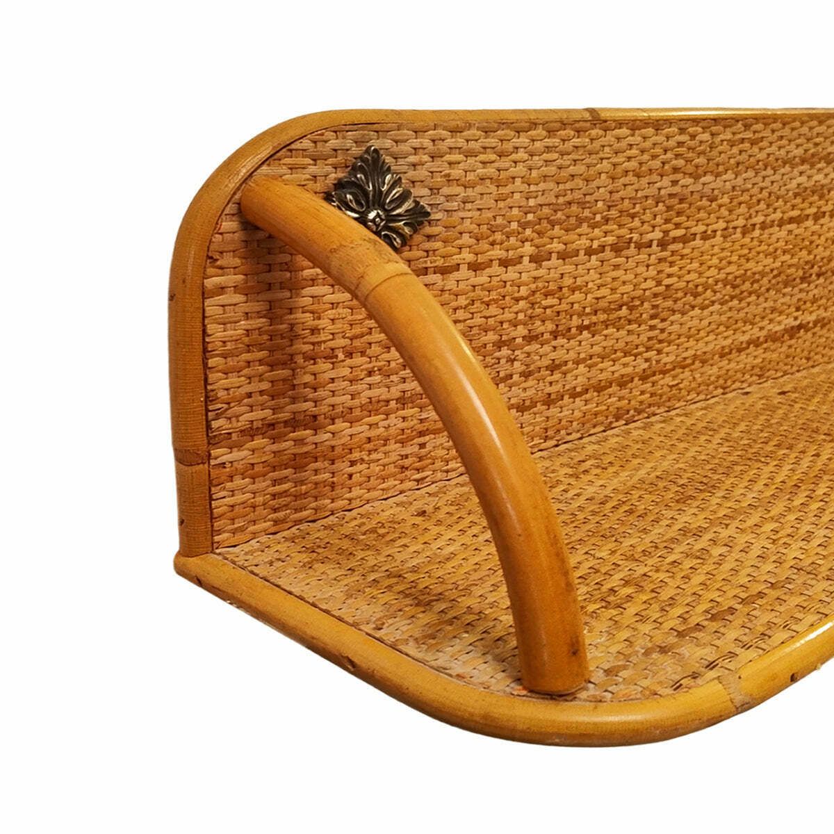 1960s Gorgeous Bamboo And Rattan Mirror And Console. Made In Italy photo vintage