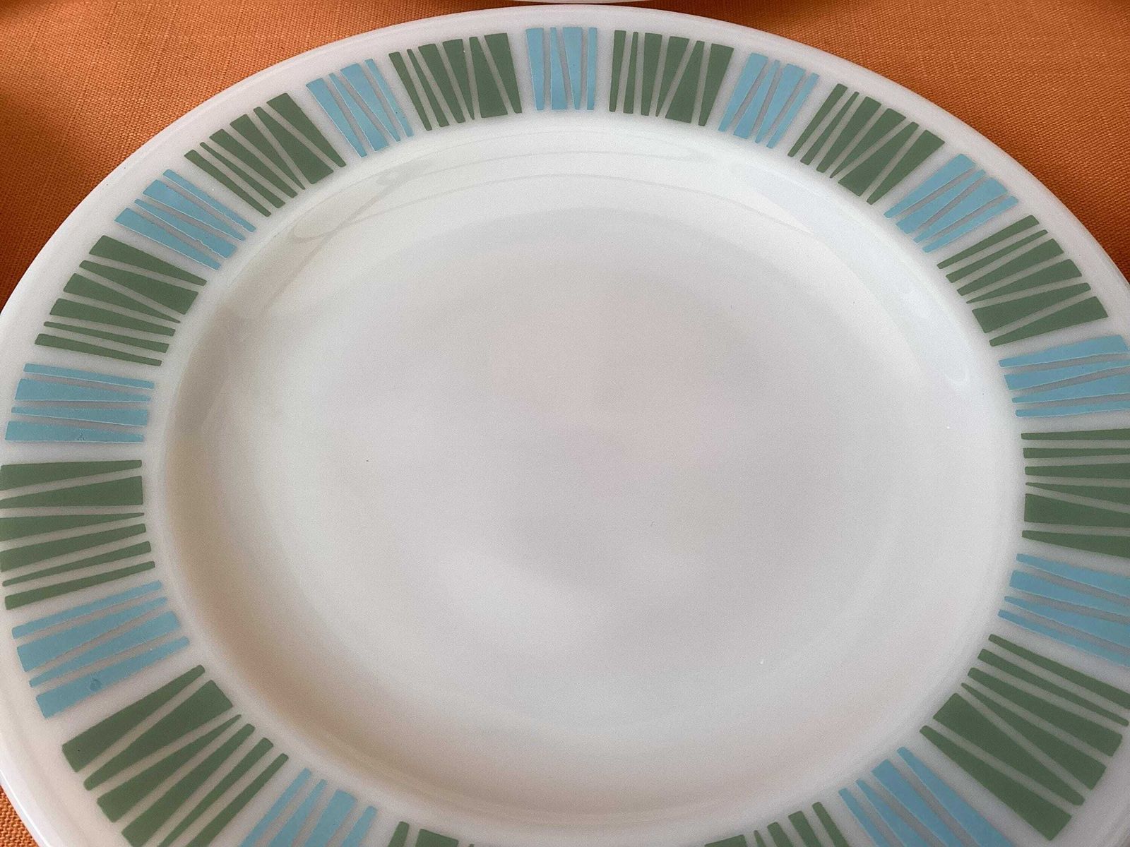Jaj Pyrex Matchmaker Salad Plates In Blue And Green (Set Of 6), 1960s Jaj Matchmaker Salad/Dessert Plates, Retro Matchmaker Plates, 8.5” photo 50.0