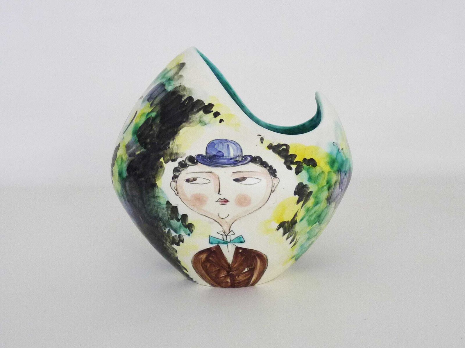 Mid Century Modern Ceramic Vase By Ceramica Campione, Signed, Italy, 1950s