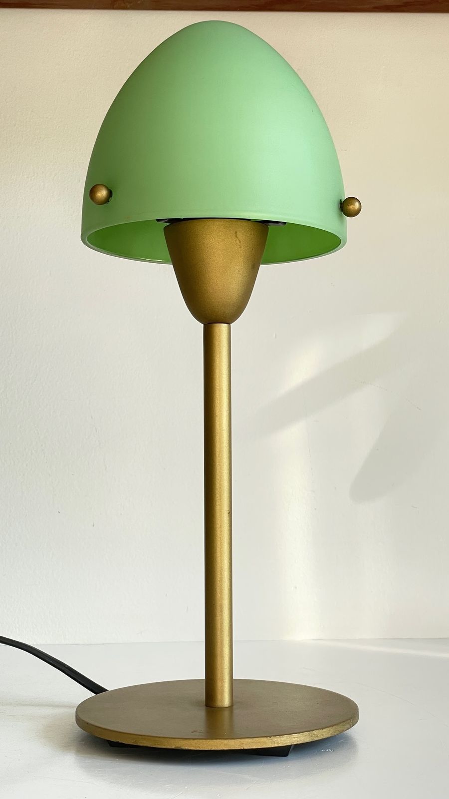 Mushroom Shaped Lamp In Steel And Opaline Glass Vintage
