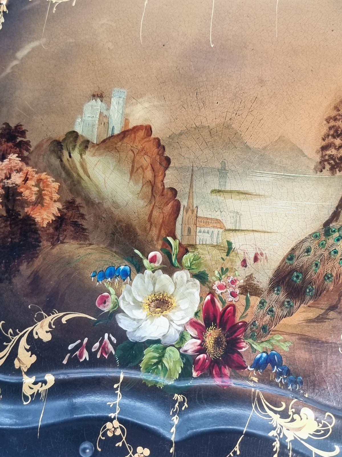 A Beautiful English Papier Mache Tray, English Circa 1840 photo vintage