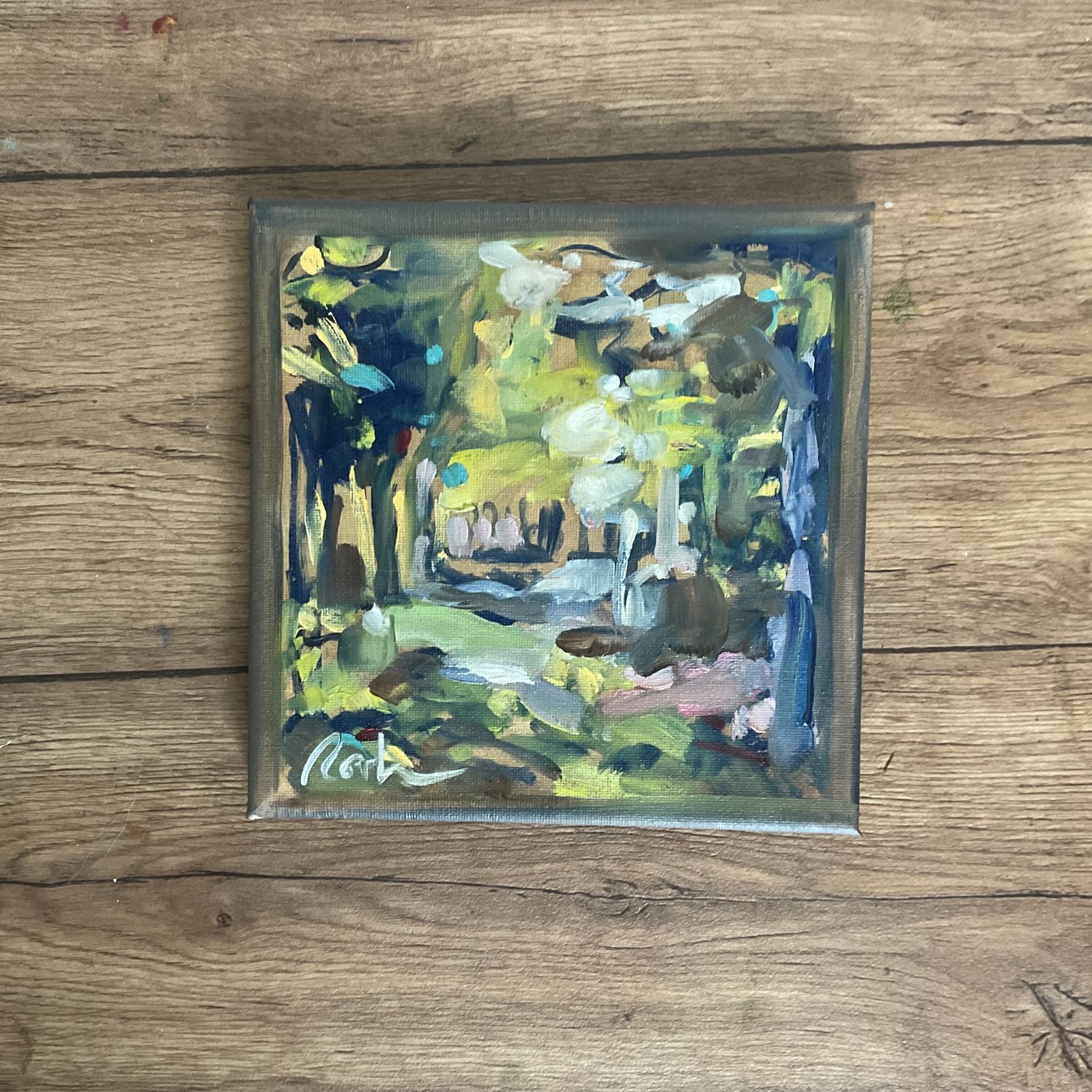 Original Oil Painting French Impressionist Landscape Abstract Signed Roth 8 X 8 Inches photo for sale