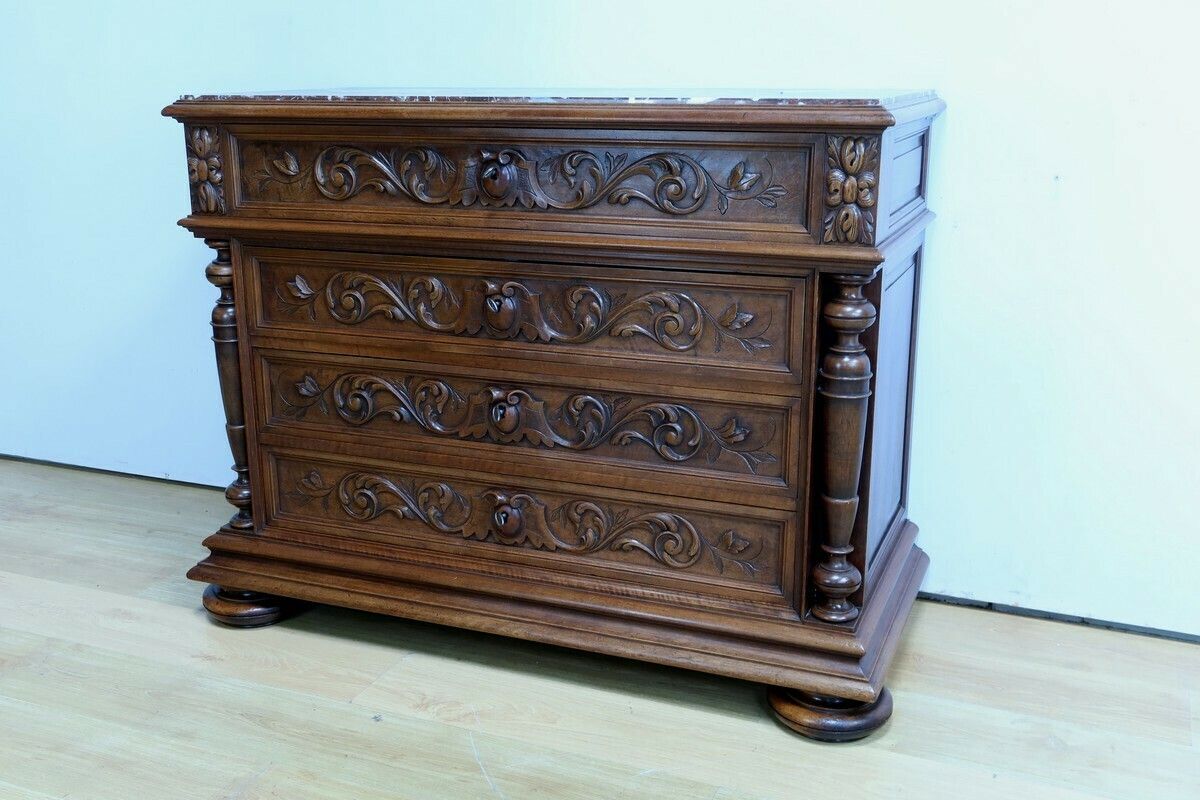 Walnut Chest Of Drawers P. Guinand Leglas, Renaissance Style – 1920 photo for sale