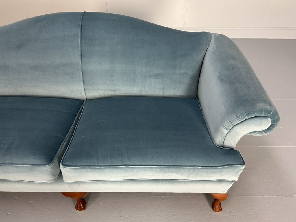 photo for sale Wesley Barrell “Marlborough” 3 Seat Sofa – In Pale Blue Velvet