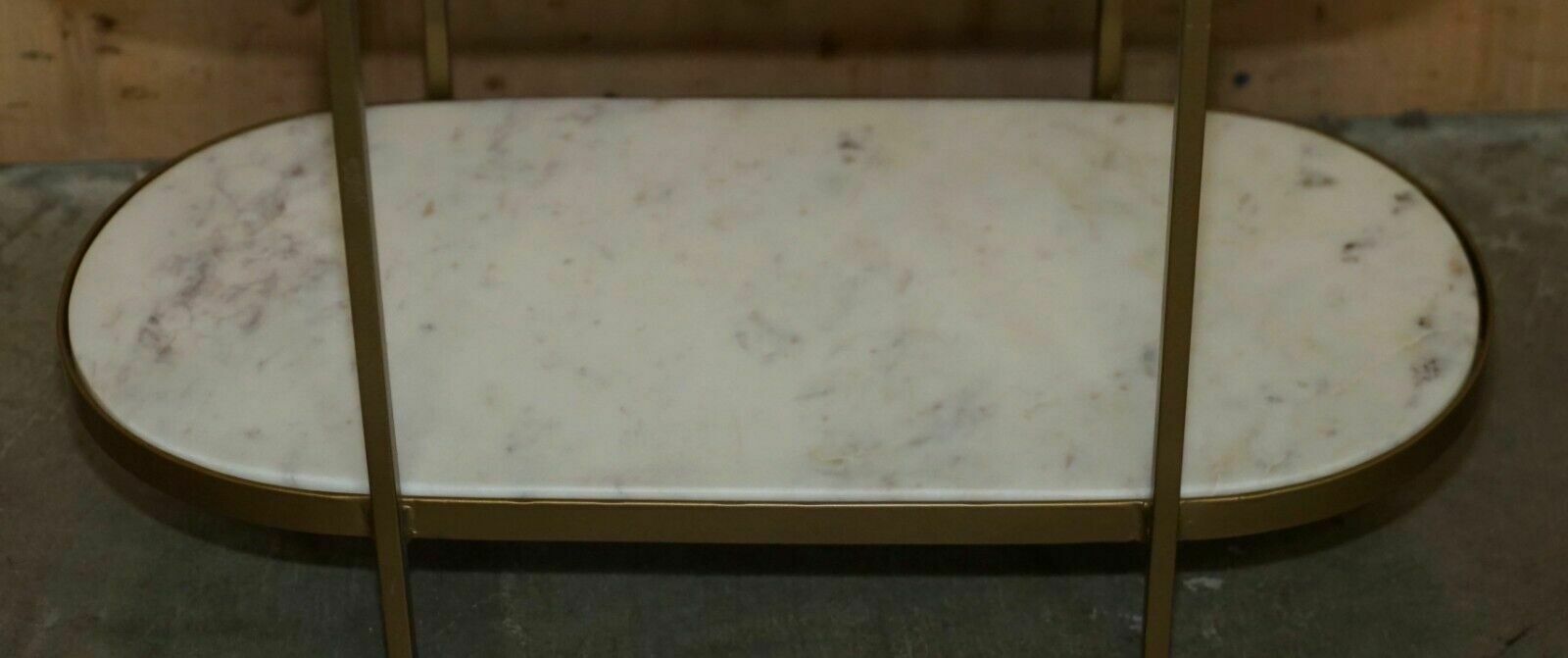 Pair Of Vintage Italian Carrara Marble Three Tiered Side Table Sized Etageres photo vintage