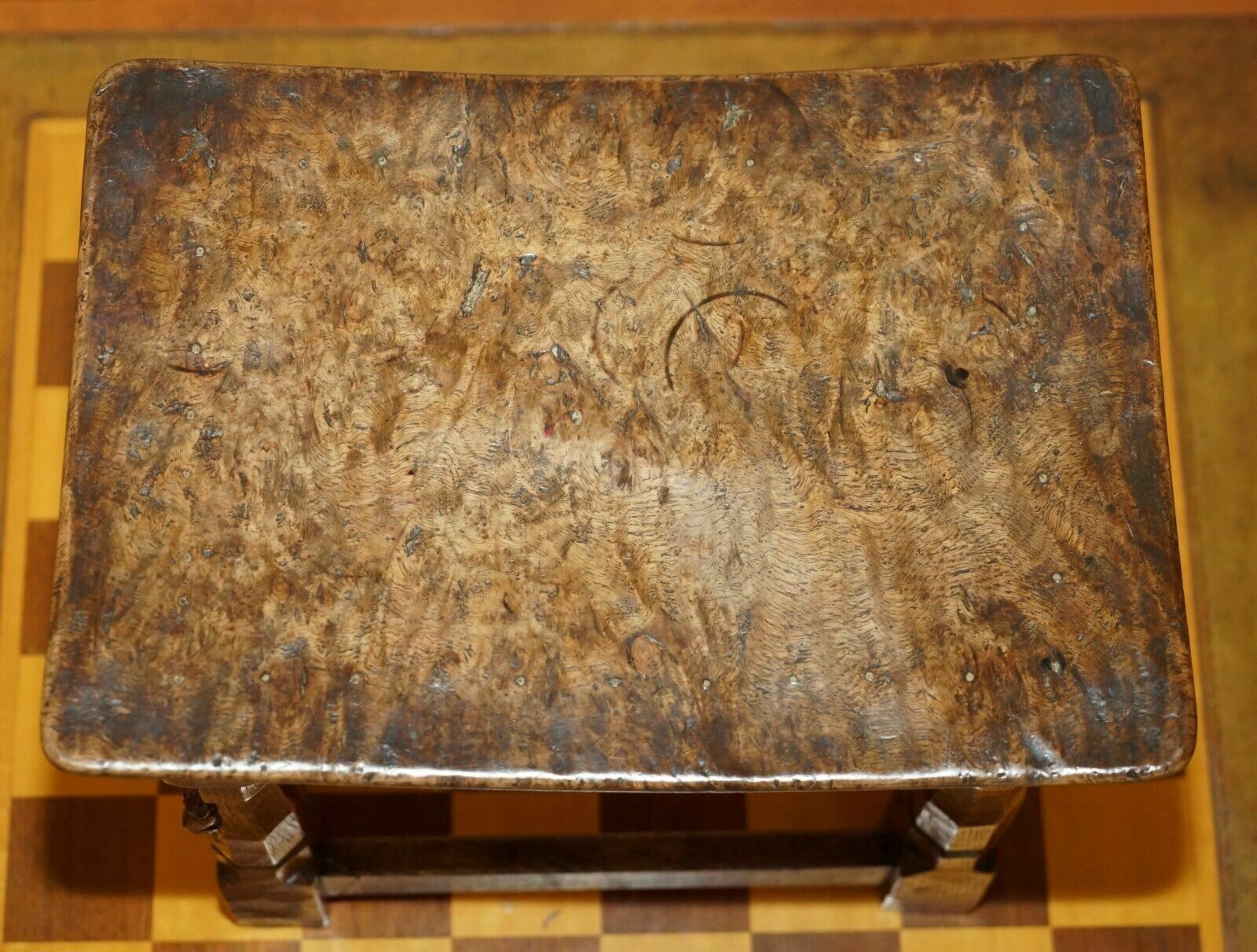 Original 1930's Burr Oak Robert Mouseman Thompson Stool With Period Curved Top photo buy