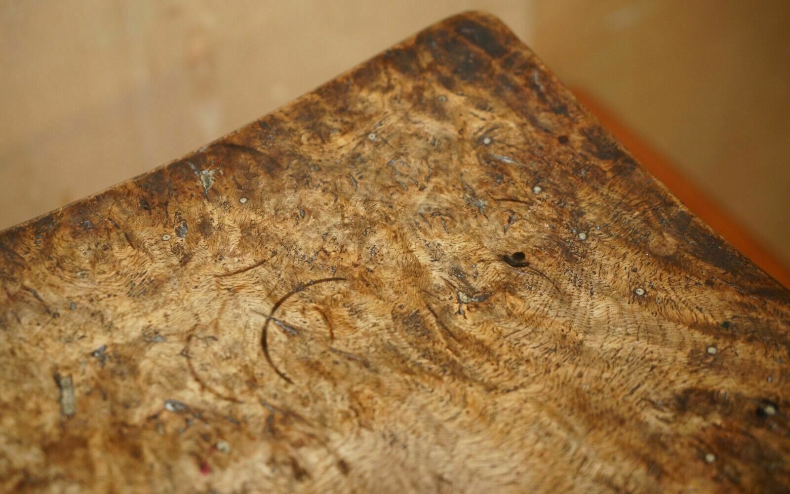 photo for sale Original 1930's Burr Oak Robert Mouseman Thompson Stool With Period Curved Top