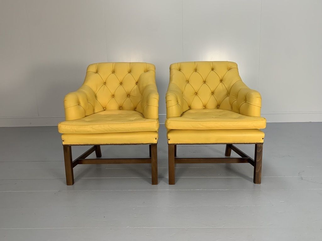 Pair Of George Smith “Georgian” Armchairs – In Yellow Leather