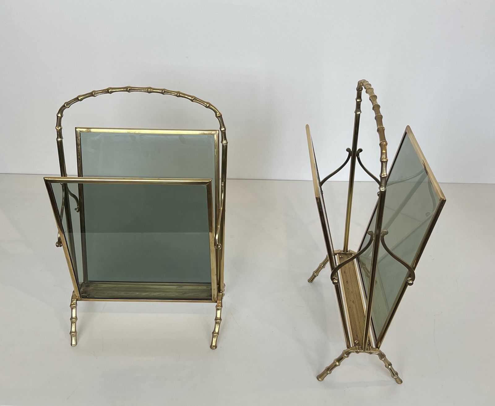 Pair Of Faux Bamboo Style Magazine Racks In Bronze From Maison Baguès photo Home Decor