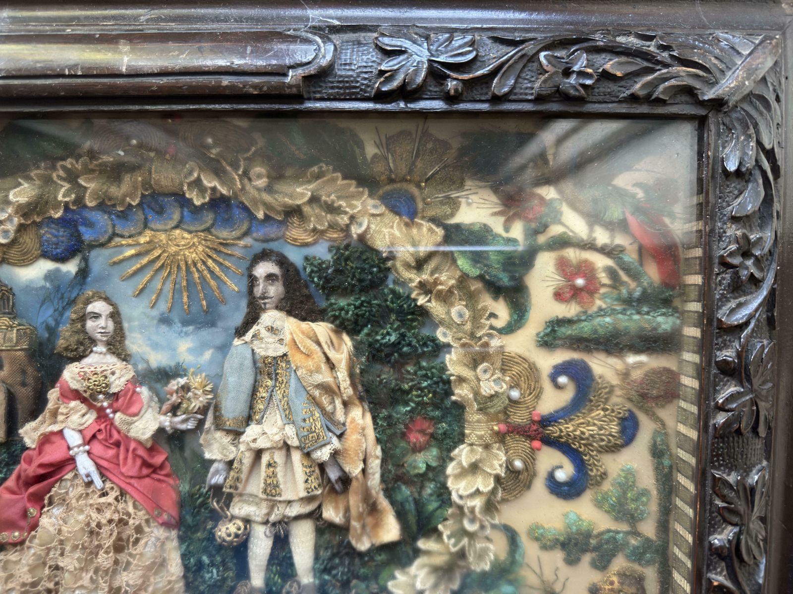 Stuart Period Stumpwork Panel   King Charles II And His Favourite Lady photo Art