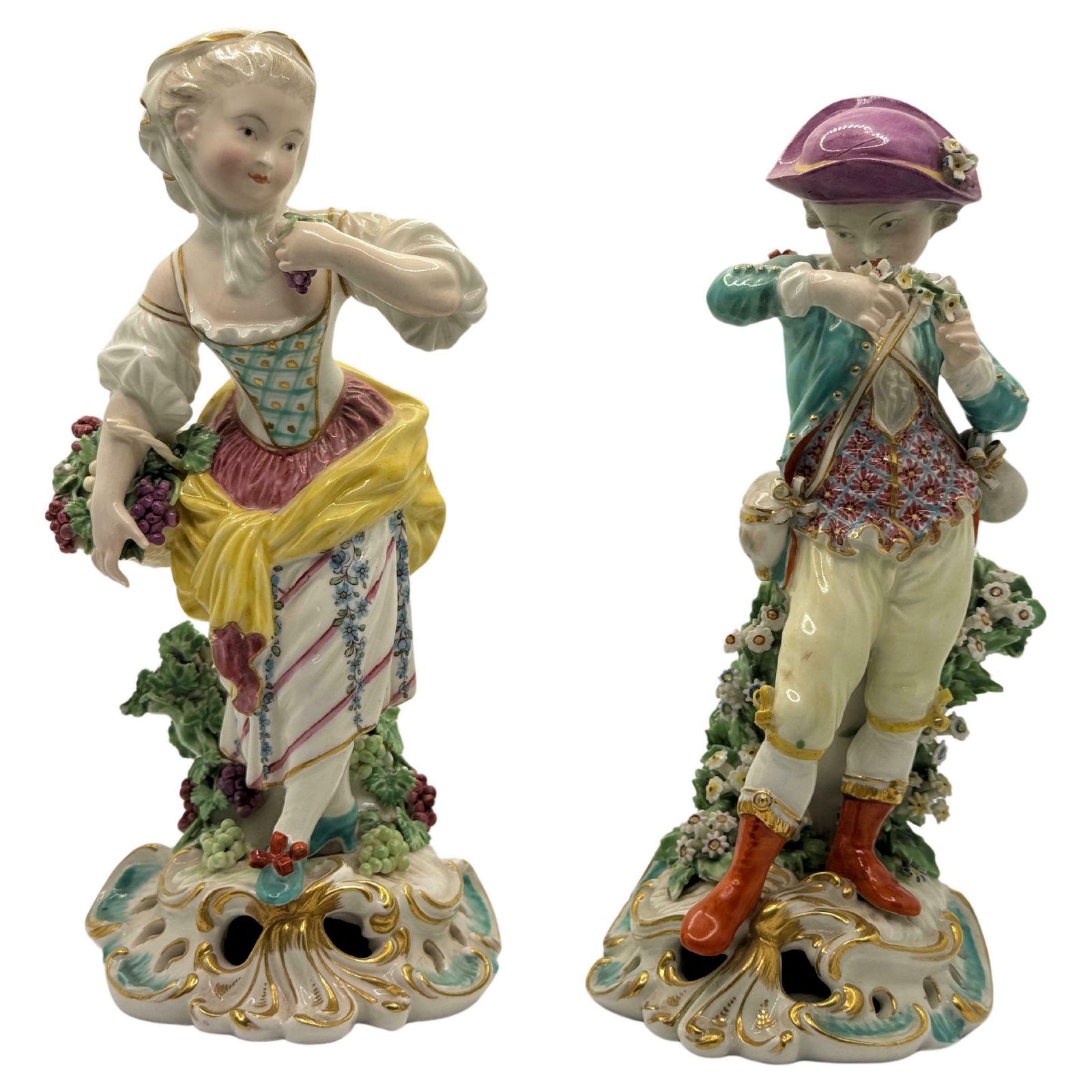 Pair Of 19th Century Samson Derby Figures Of Autumn & Spring