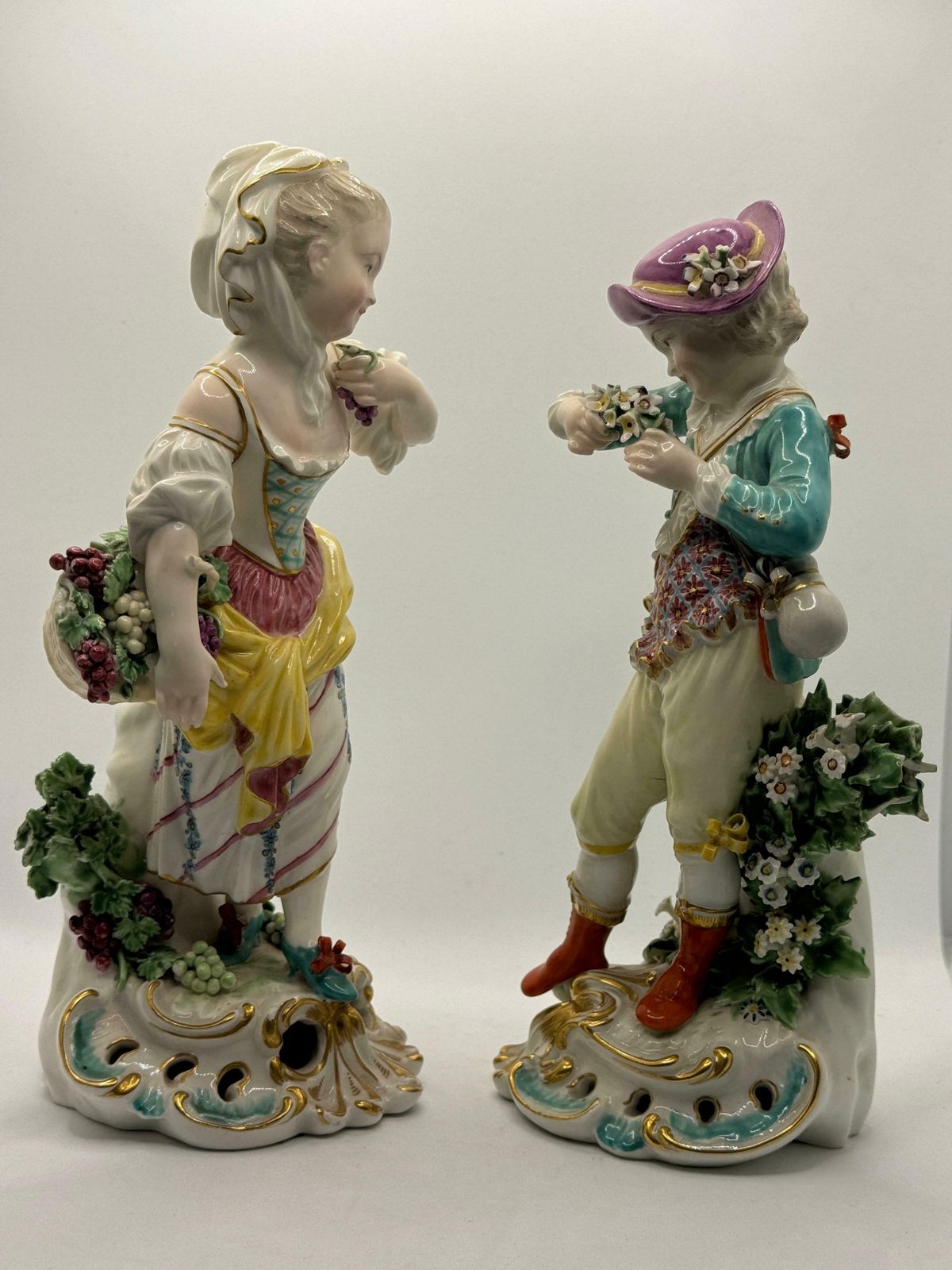 Pair Of 19th Century Samson Derby Figures Of Autumn & Spring photo vintage