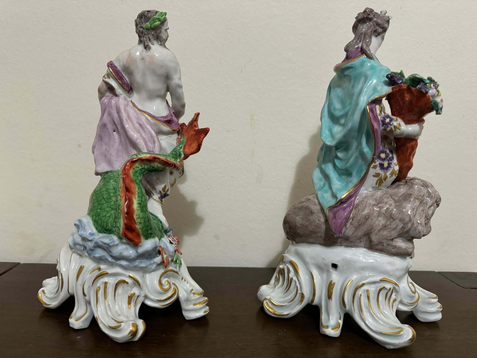 Pair Of Bow Porcelain Element Figures, "Water" And "Land" , Circa 1765 photo buy